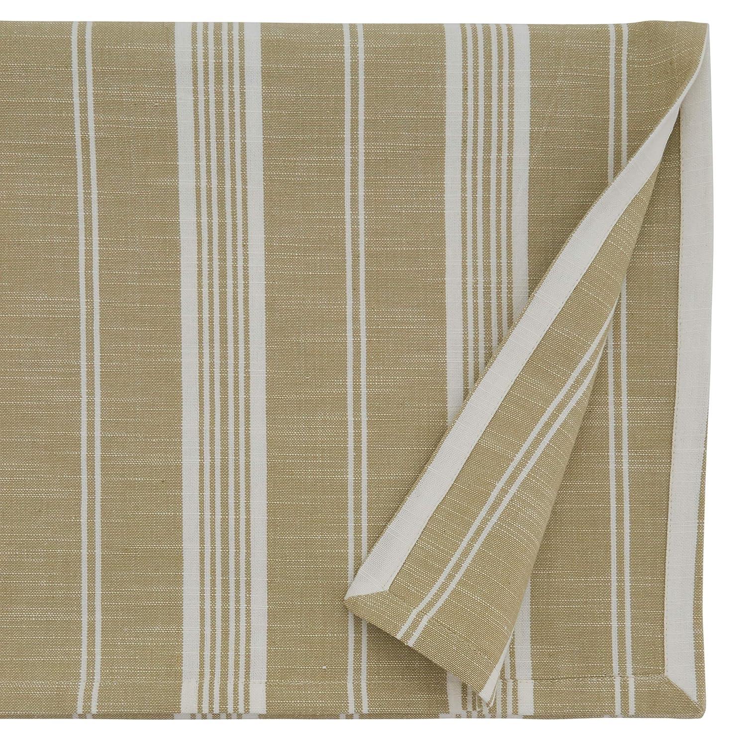 Saro Lifestyle Striped Design Tablecloth, 65"x140", Beige
