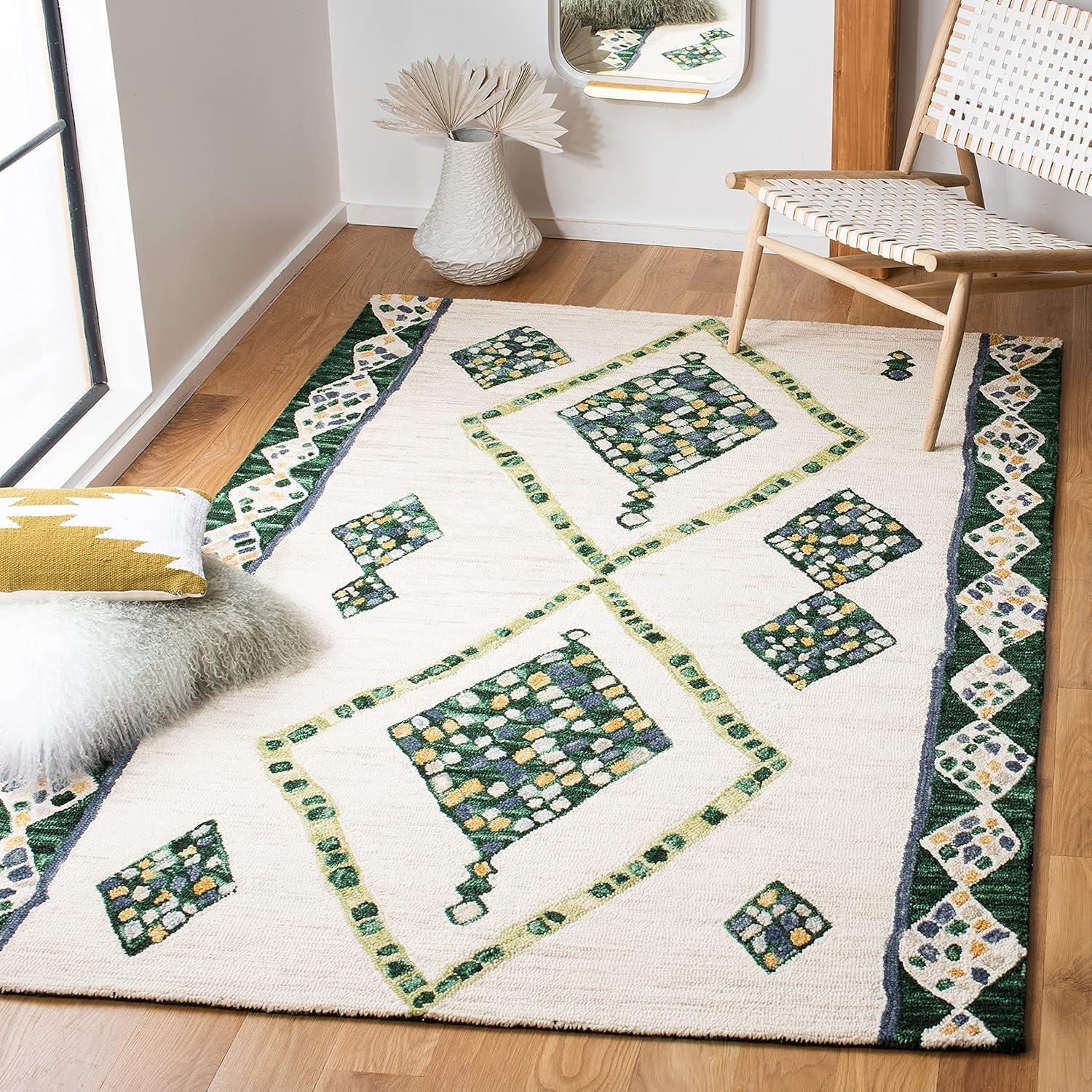 Aspen APN702 Hand Tufted Area Rug - Green/Ivory - 7'x7' - Safavieh.