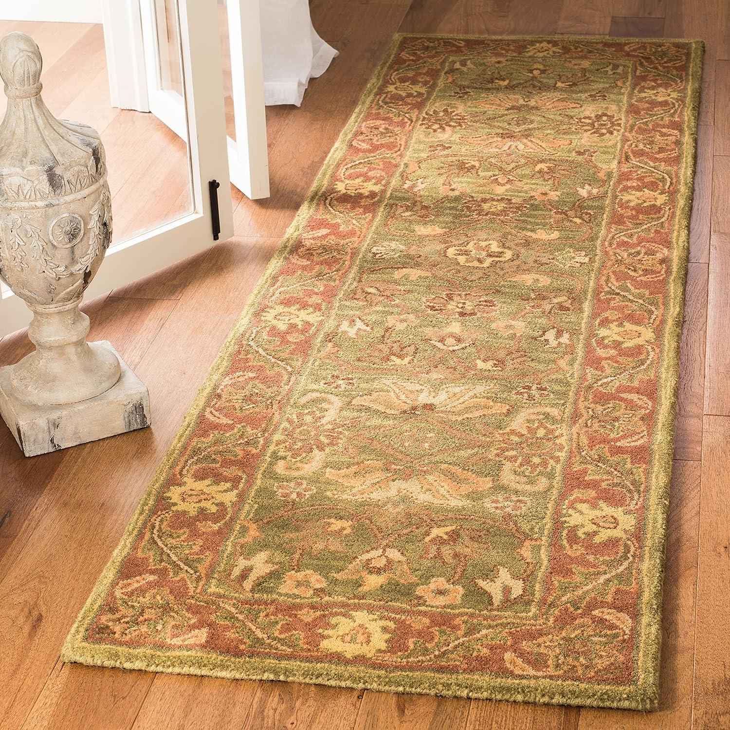 Golden Jaipur Green and Rust Wool Handmade Area Rug