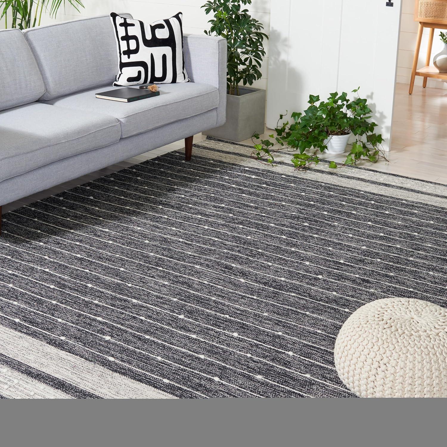 Striped Kilim STK509 Hand Woven Runner Rug - Black/Ivory - 2'3"x13' - Safavieh.