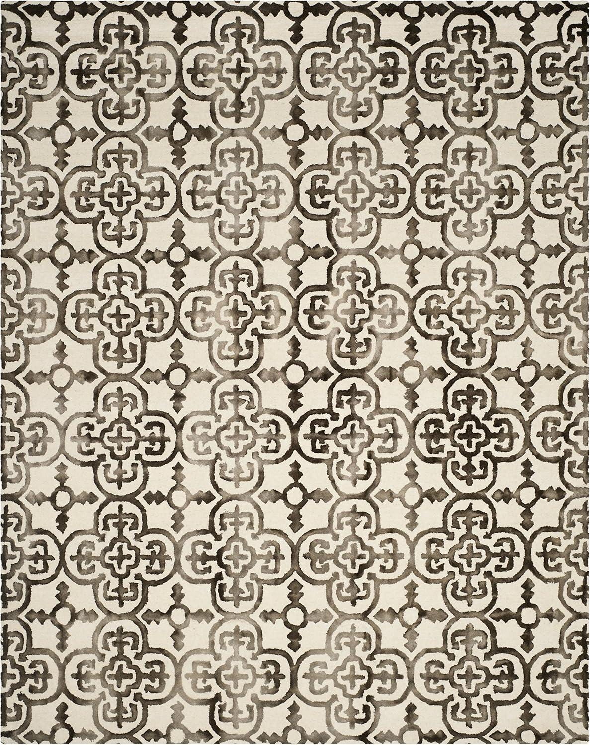 Ivory and Brown 9' x 12' Hand-Tufted Wool Area Rug