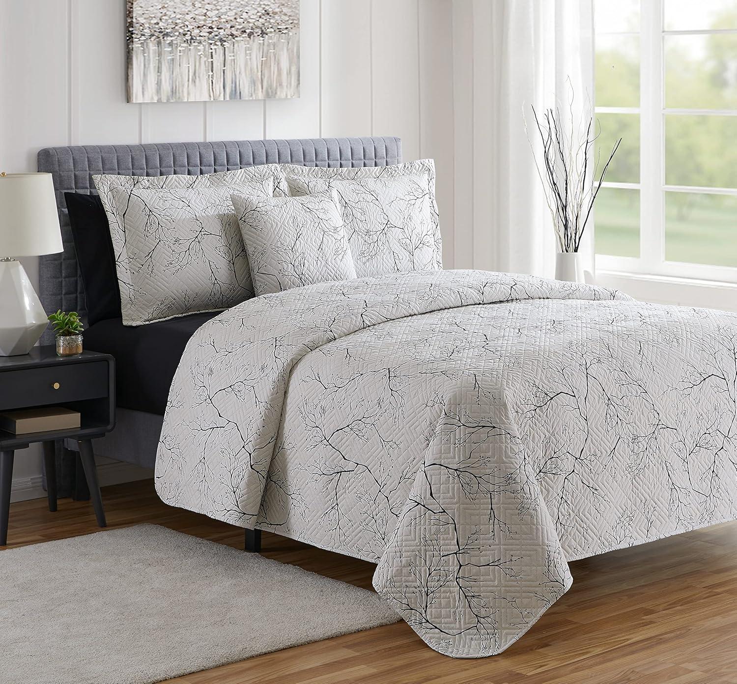 Queen Size Microfiber Branches Printed Bedding Set