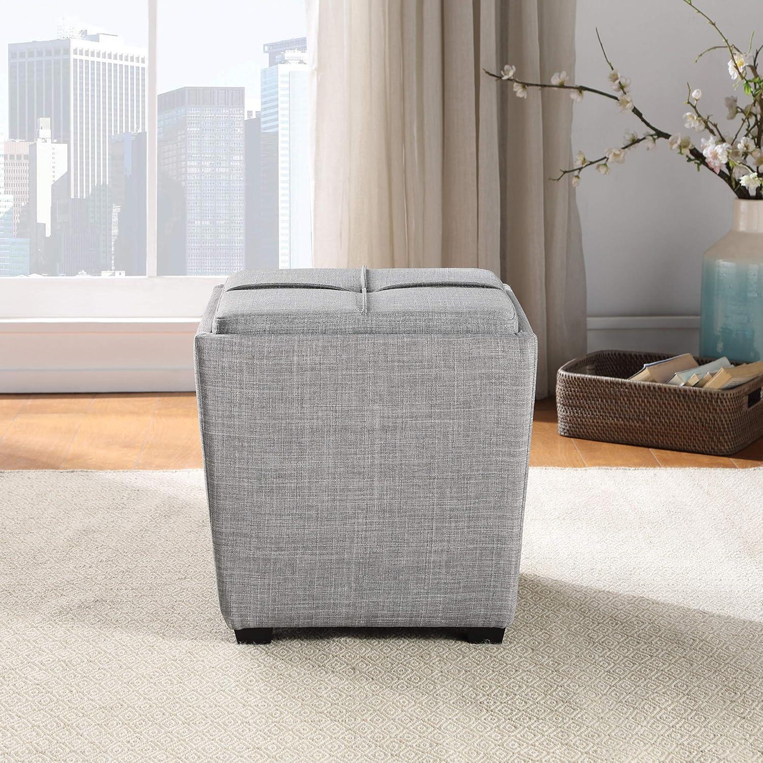 Rockford Storage Ottoman in Dove Gray Fabric