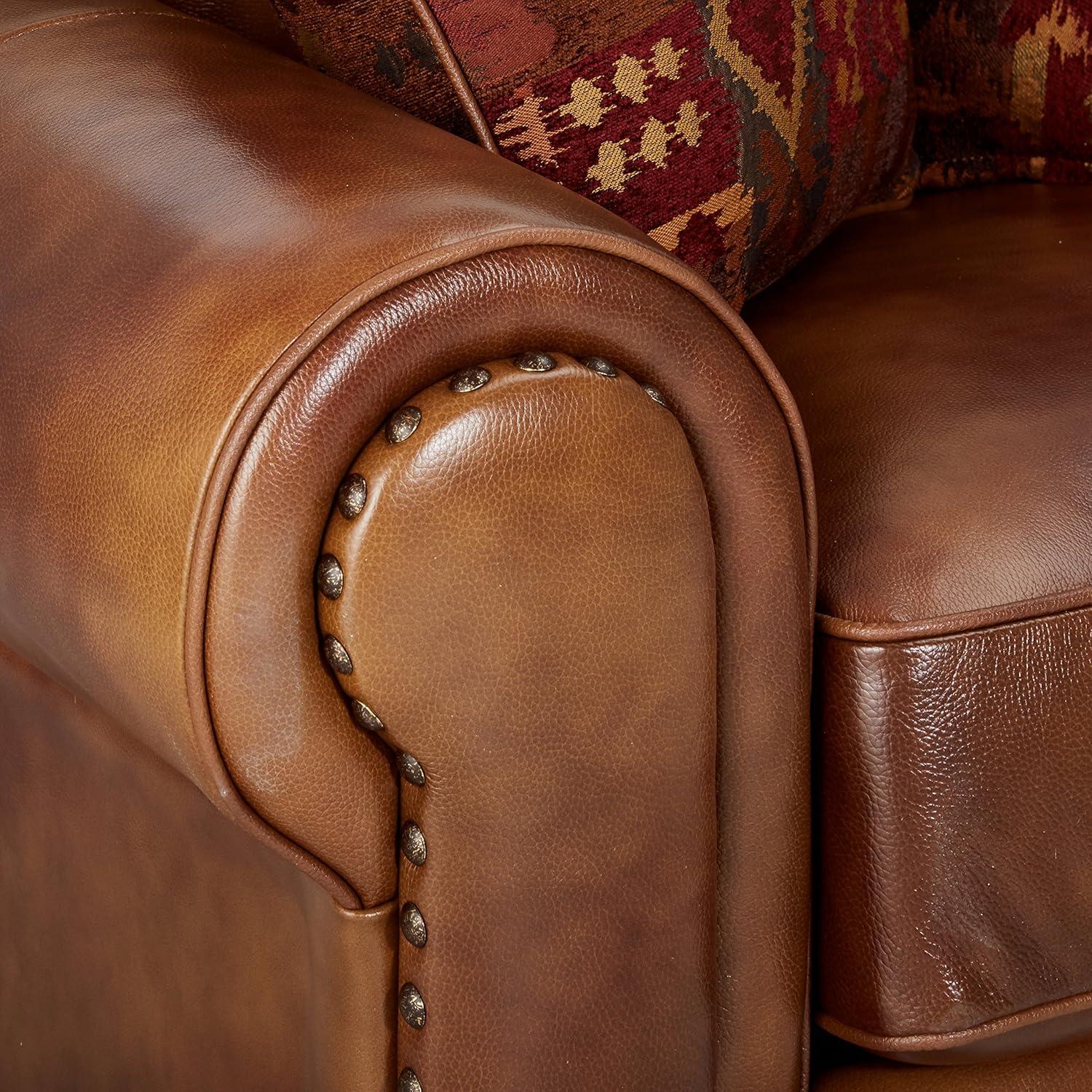 Steve Silver Silverado Top-Grain Leather Accent Chair with Toss Pillows in Camel