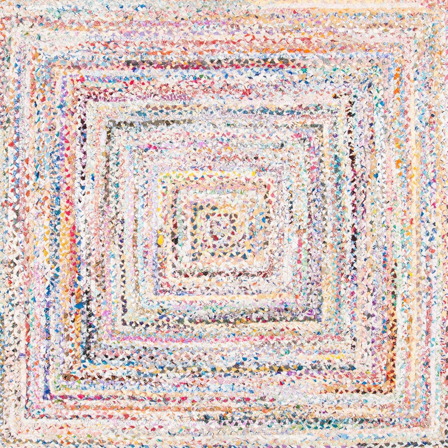Braided BRD210 Hand Woven Area Rug - Ivory/Multi - 6'x6' - Safavieh.