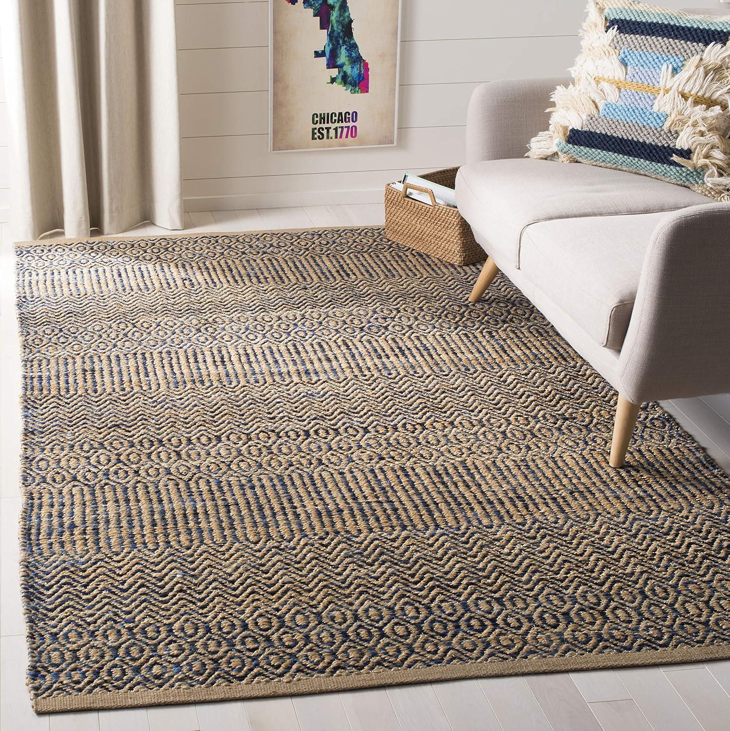 Cape Cod CAP309 Hand Woven Area Rug - Navy/Natural - 5'x8' - Safavieh.