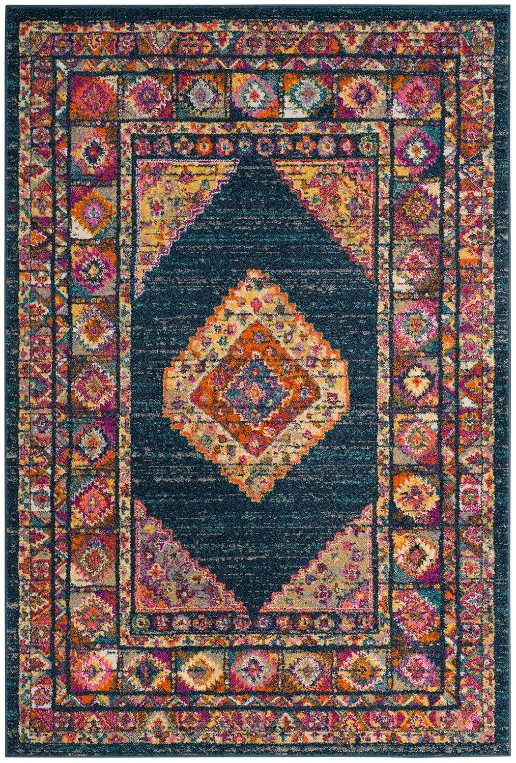 Madison MAD133 Power Loomed Indoor Area Rug - Light Blue/Orange - 6'x9' - Safavieh