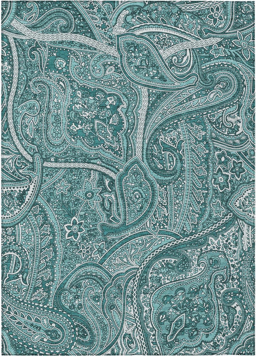 Addison Rugs Chantille ACN623 Teal 8' x 10' Indoor Outdoor Area Rug, Easy Clean, Machine Washable, Non Shedding, Bedroom, Living Room, Dining Room, Kitchen, Patio Rug