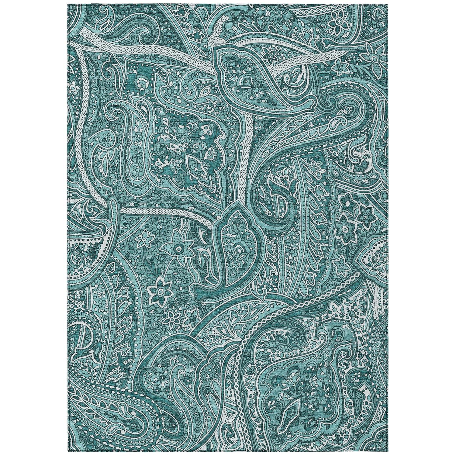 Addison Rugs Chantille Indoor/Outdoor Traditional Paisley Teal Washable Rectangle Rug, 8' x 10'