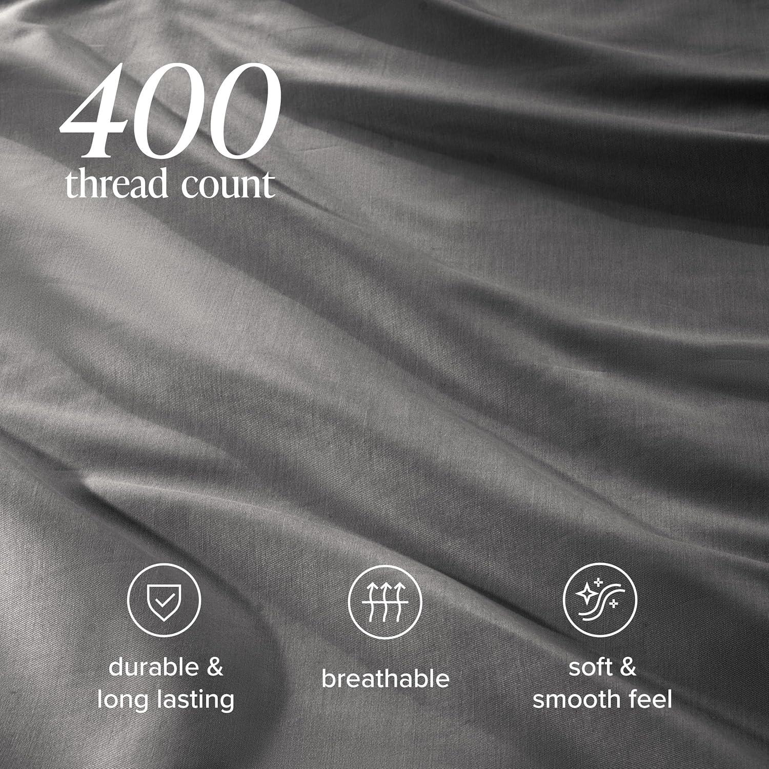 Bare Home 400 Thread Count Organic Cotton Sateen Duvet Cover Set