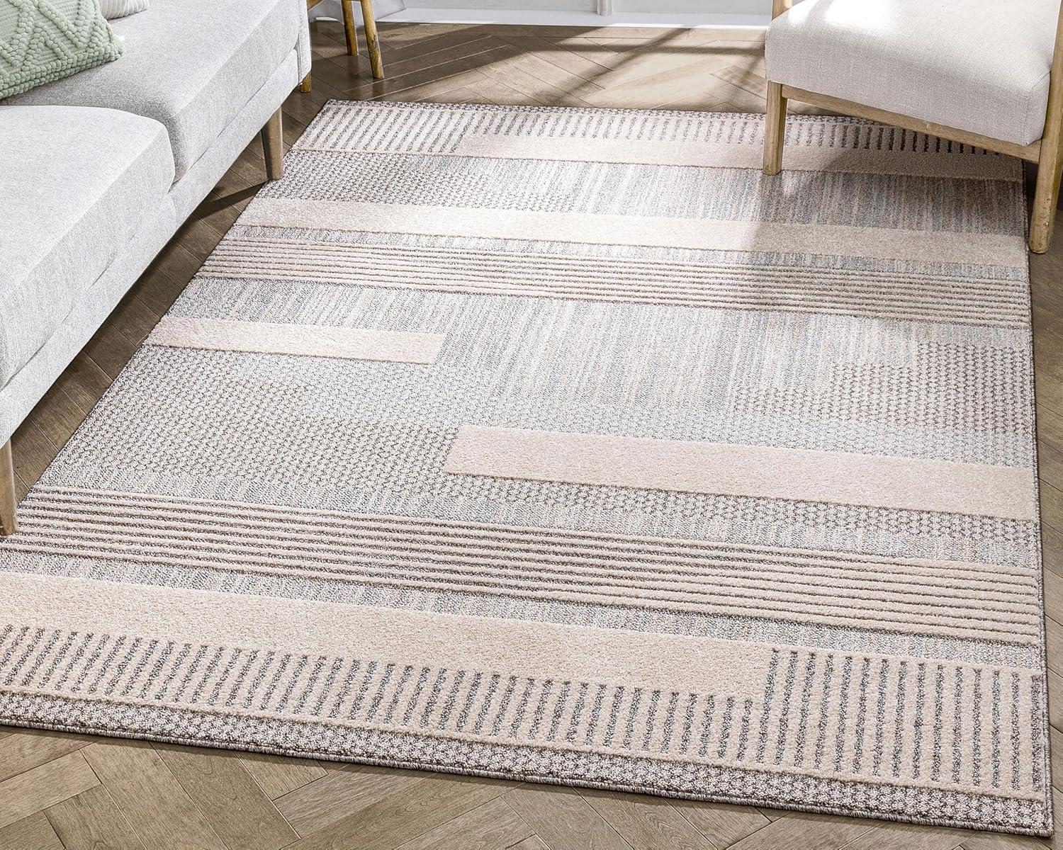 Briar Beige Geometric Synthetic 9x13 Area Rug