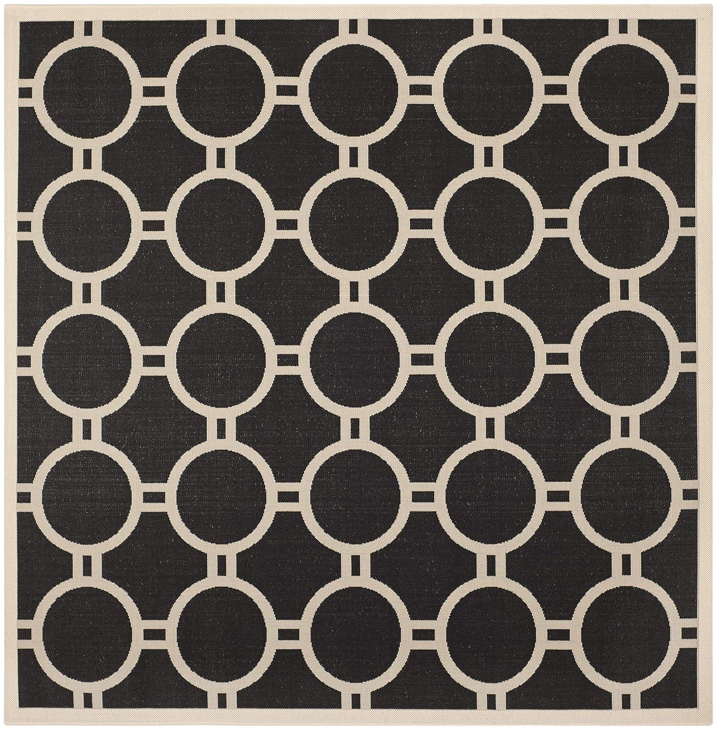 Courtyard CY6924 Power Loomed Indoor/Outdoor Area Rug - Black/Beige - 7'1x7'1 - Safavieh.