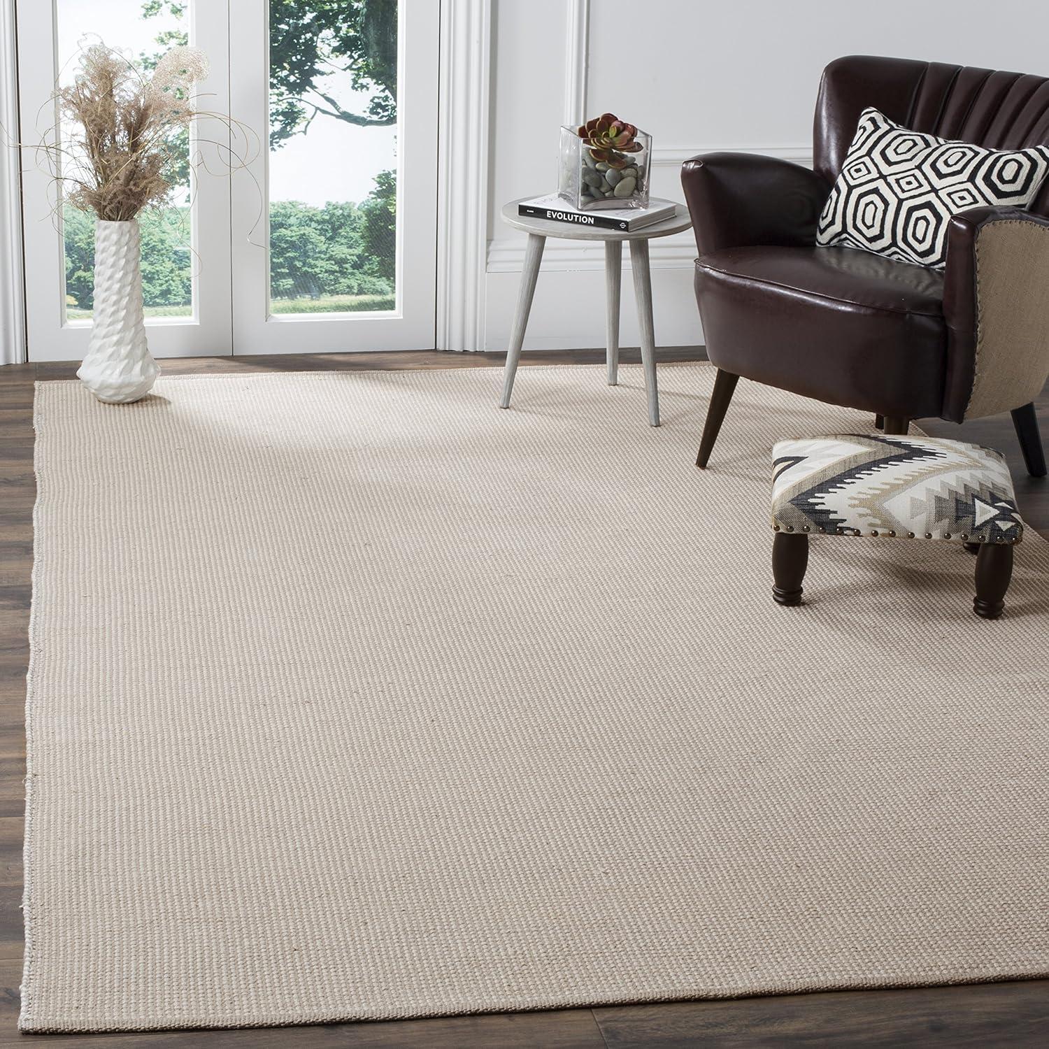 Coastal Charm Ivory & Grey Hand-Woven Cotton Area Rug, 6' x 9'