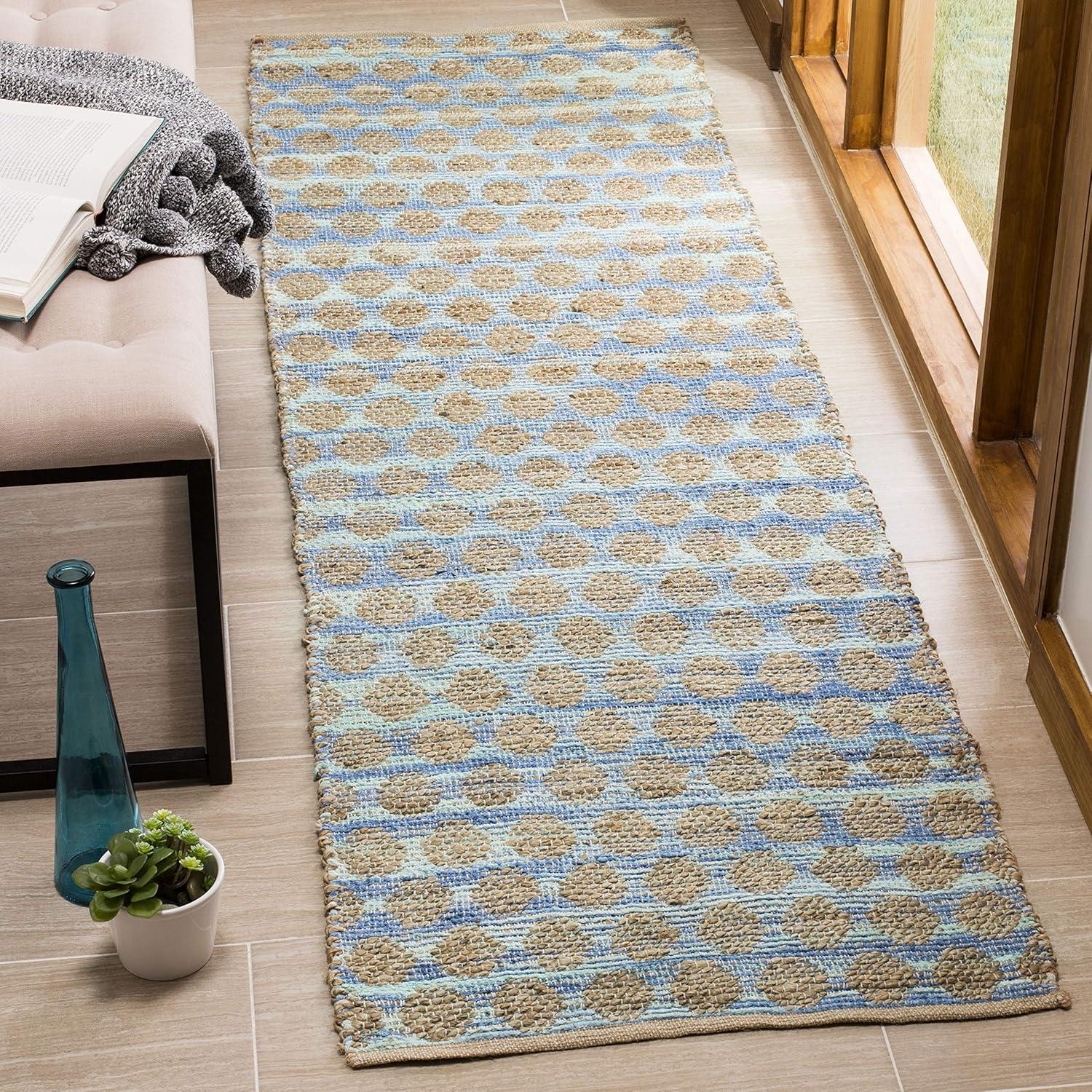 Cape Cod CAP820 Woven Indoor Runner Rug - Blue/Natural - 2'3"x8' - Safavieh