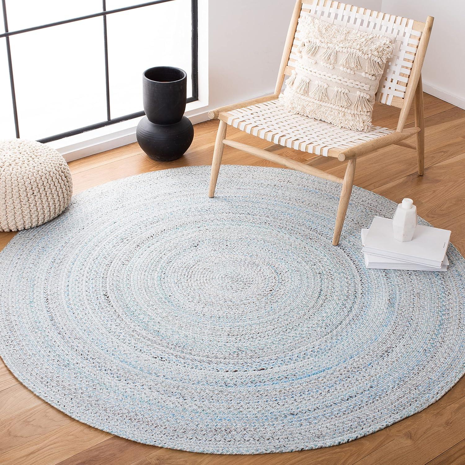 Braided BRD851 Hand Braided Area Rug - Blue/Grey - 6' Round - Safavieh.
