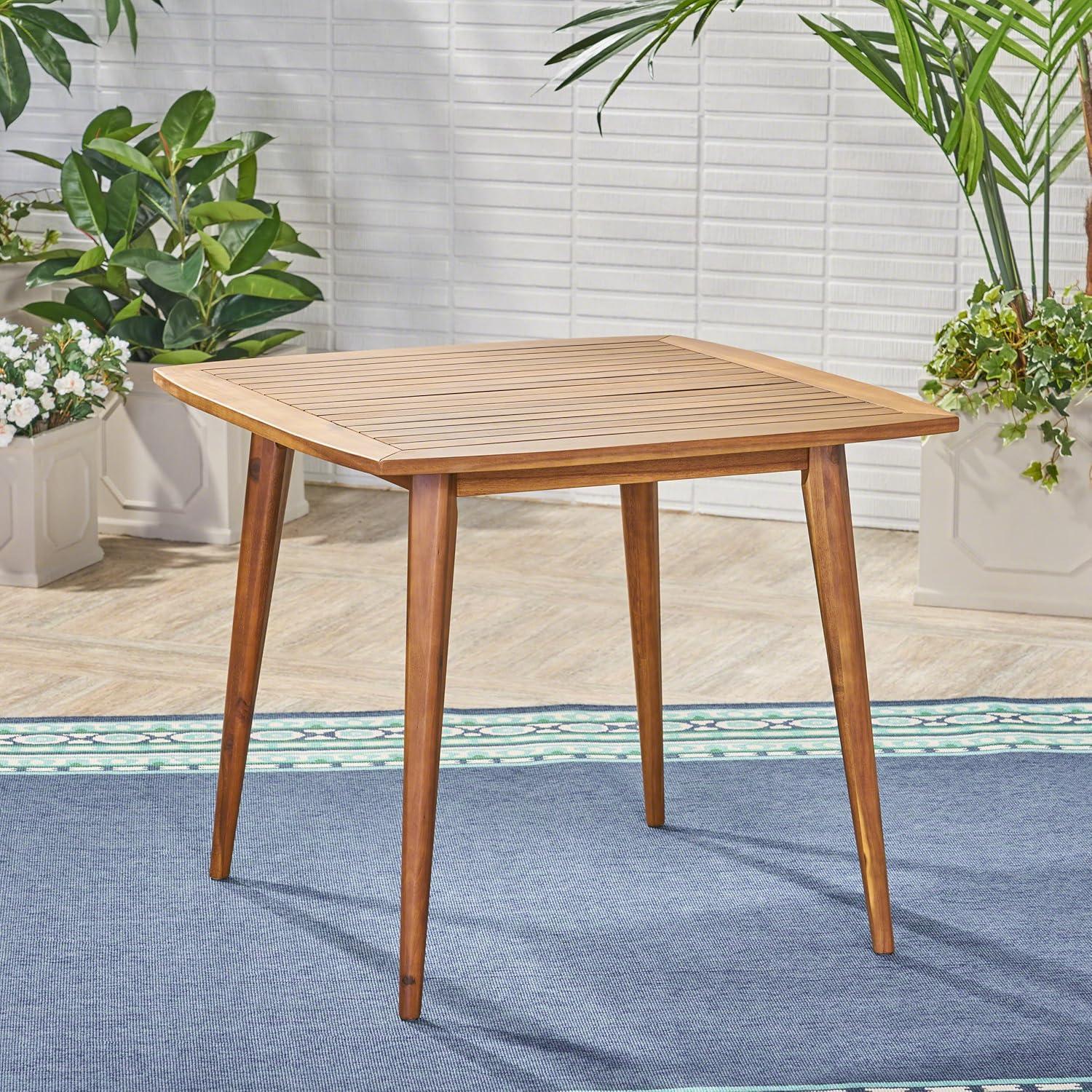 GDF Studio Ivan Outdoor Acacia Wood Square Dining Table Teak, 4 Person