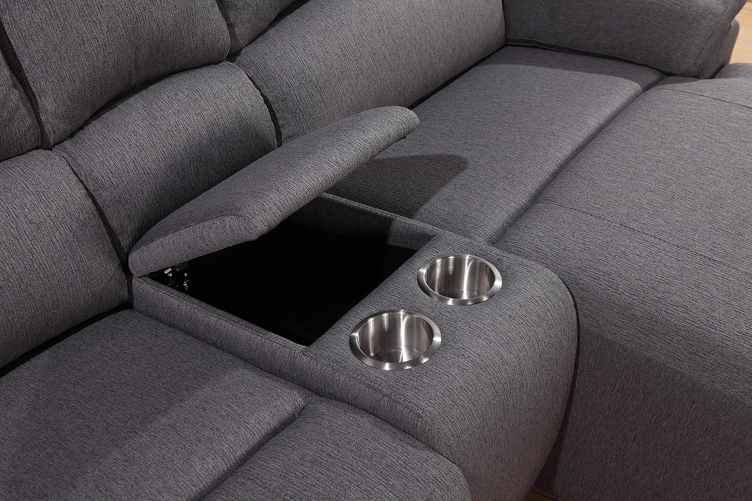 Gray Fabric Six-Piece Reclining Sectional with Cup Holders