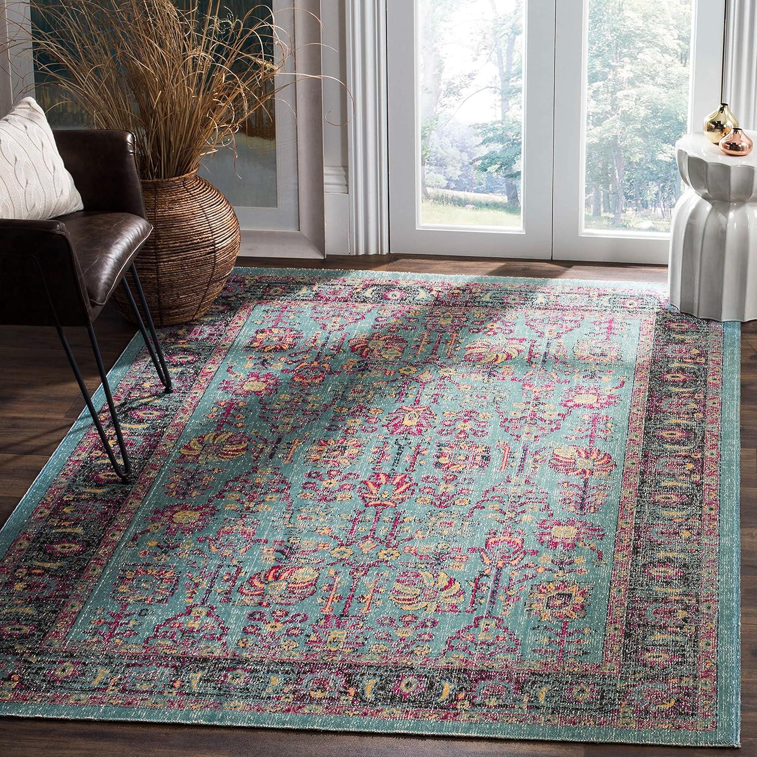 SAFAVIEH Artisan Dominic Oriental Area Rug, Light Blue/Black, 5'1" x 7'6"