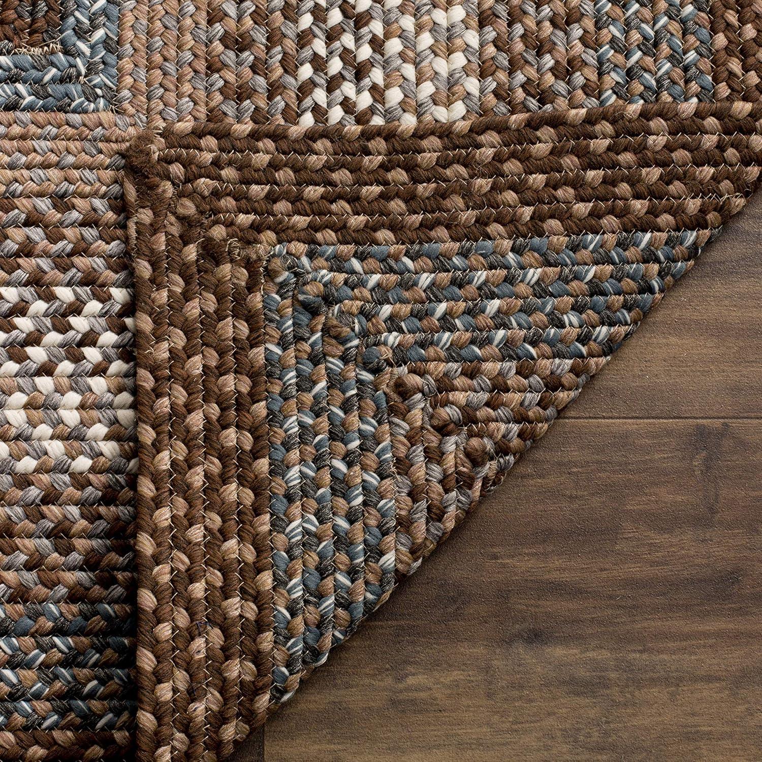 Handwoven Brown/Multi Synthetic 4' x 6' Reversible Braided Rug