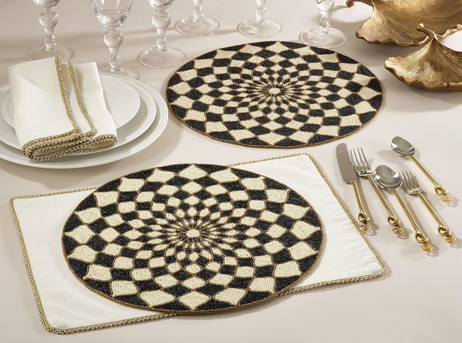 Saro Lifestyle Beaded Design Placemat, 15" Round, Multi