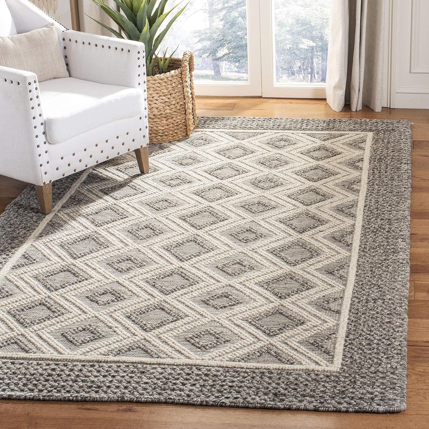 Vermont VRM212 Hand Woven Indoor Area Rug - Grey/Ivory - 5'x8' - Safavieh.