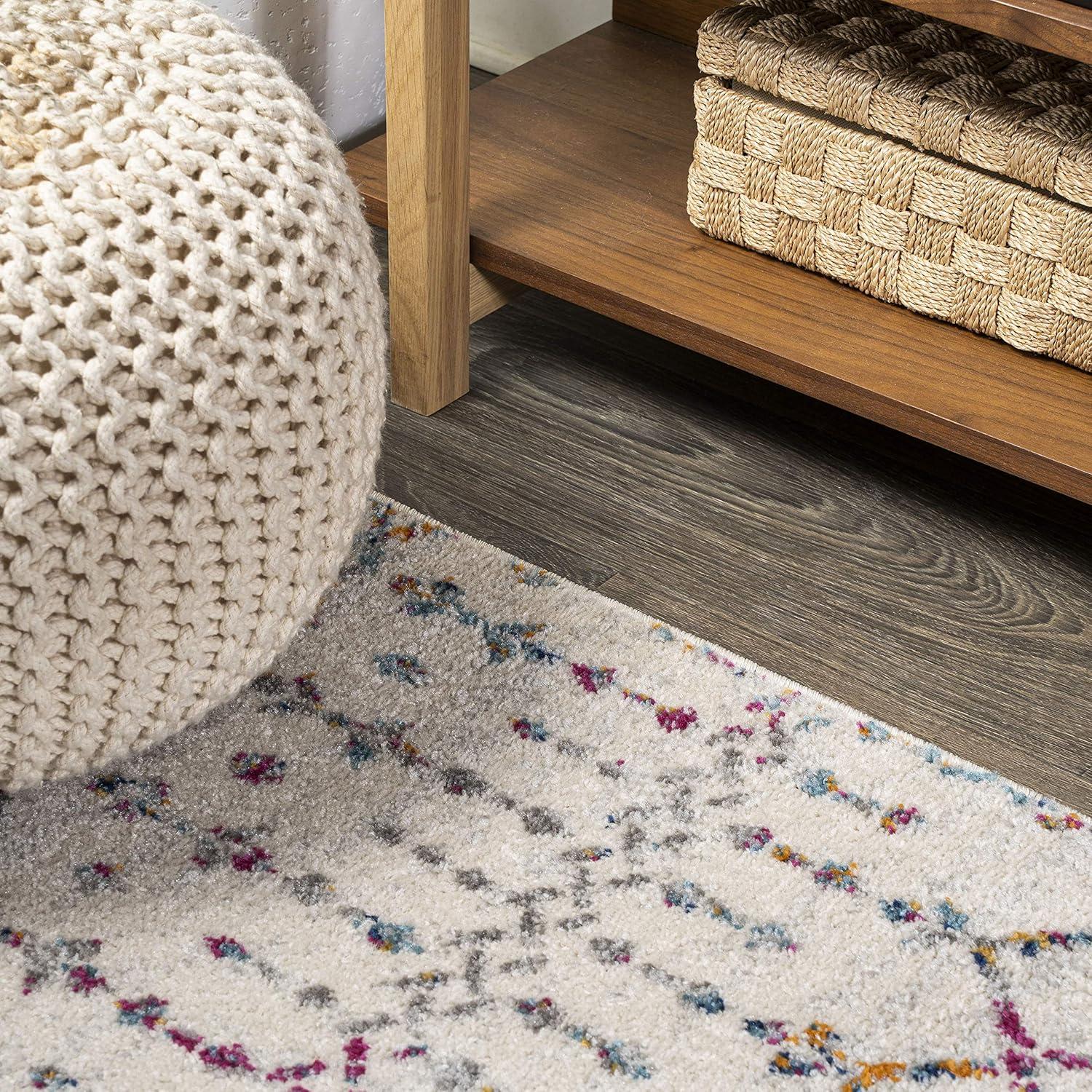 JONATHAN Y Moroccan HYPE Boho Vintage Diamond Ivory/Multi 5' Square Area Rug