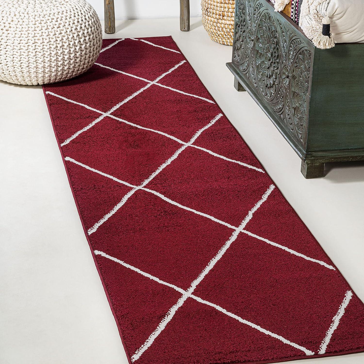 Cole Minimalist Diamond Trellis Round Area Rug - JONATHAN Y