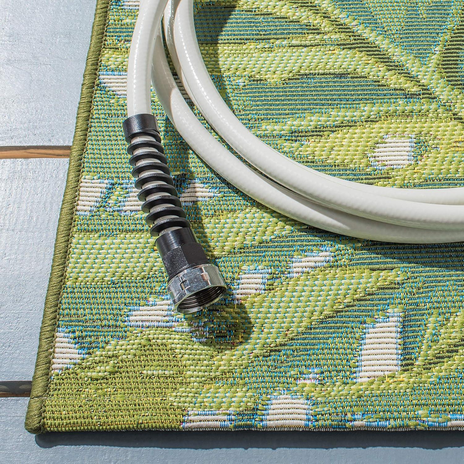 Barbados 500 BAR516 Power Loomed Indoor/Outdoor Area Rug - Green/Pink - 6'6"x9'4" - Safavieh