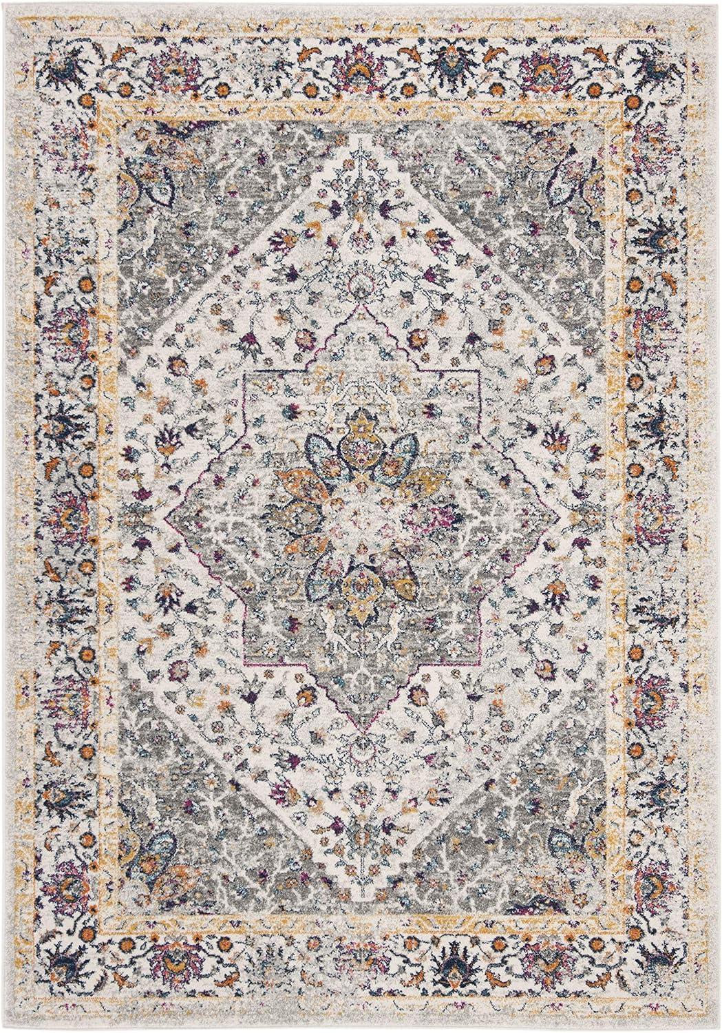Evoke EVK288 Power Loomed Indoor Area Rug - Ivory/Grey - 6'7"x9' - Safavieh