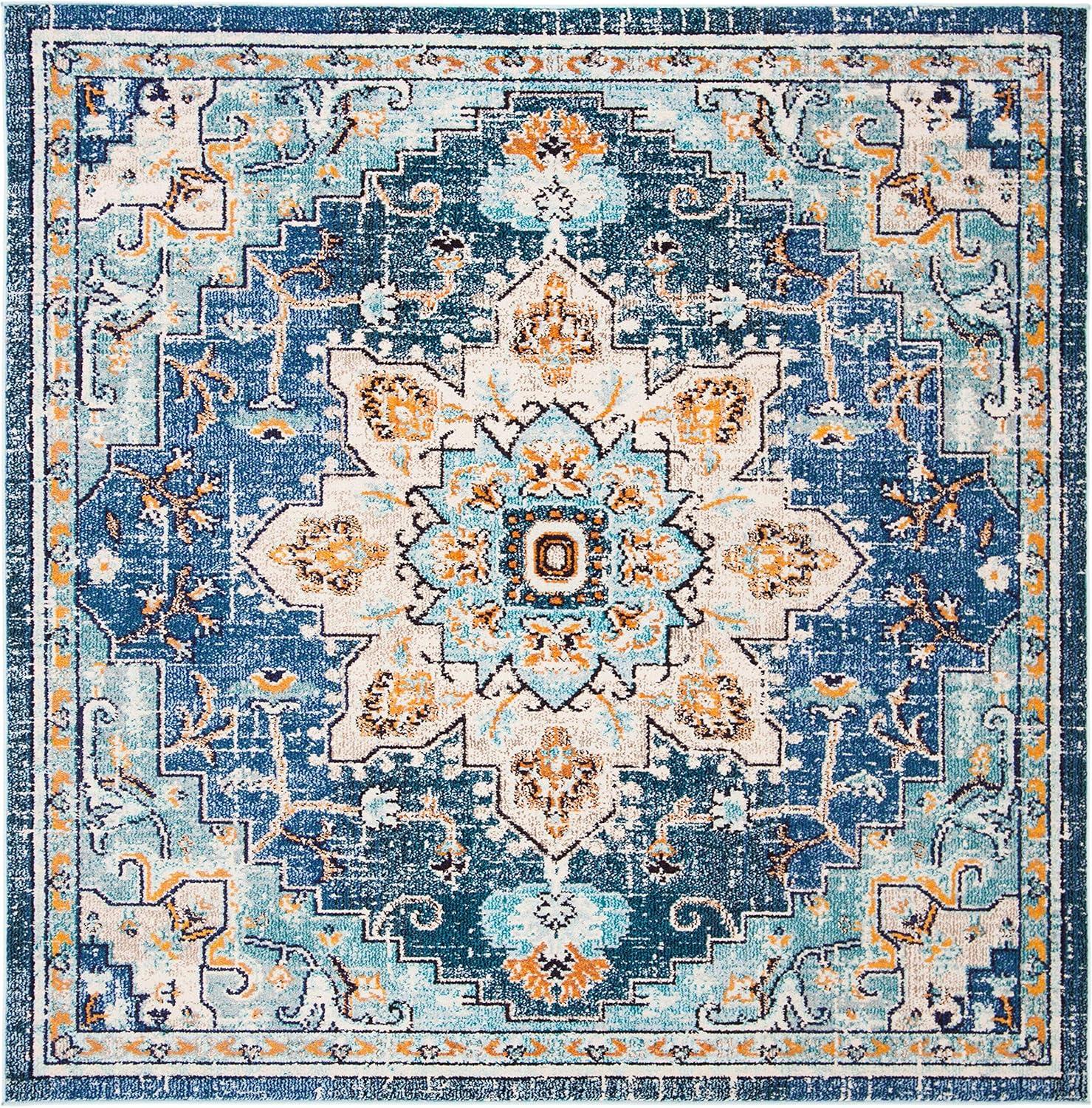 Madison MAD473 Power Loomed Area Rug - Blue/Light Blue - 9'x9' - Safavieh.