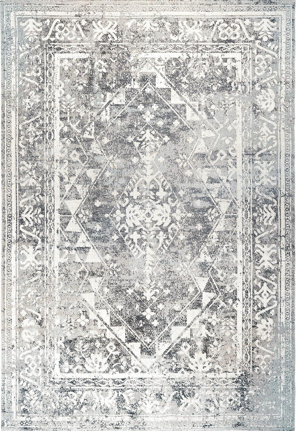 Nicole Miller New York Patio Sofia Ivy Distressed Indoor/Outdoor Area Rug, Navy Blue/Ivory