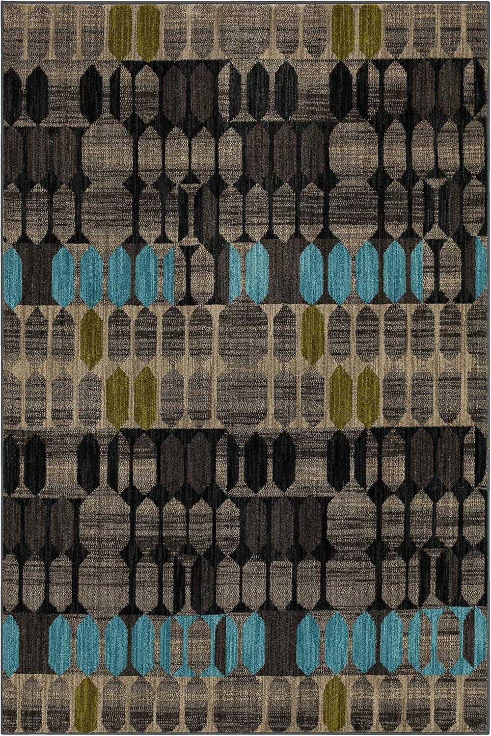 Gray Geometric Polyester Indoor Area Rug, 5'3" x 7'10"