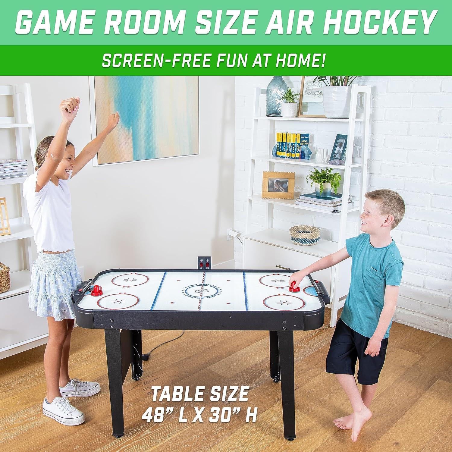 48 Inch Black Wood Air Hockey Table with LED Scoreboard