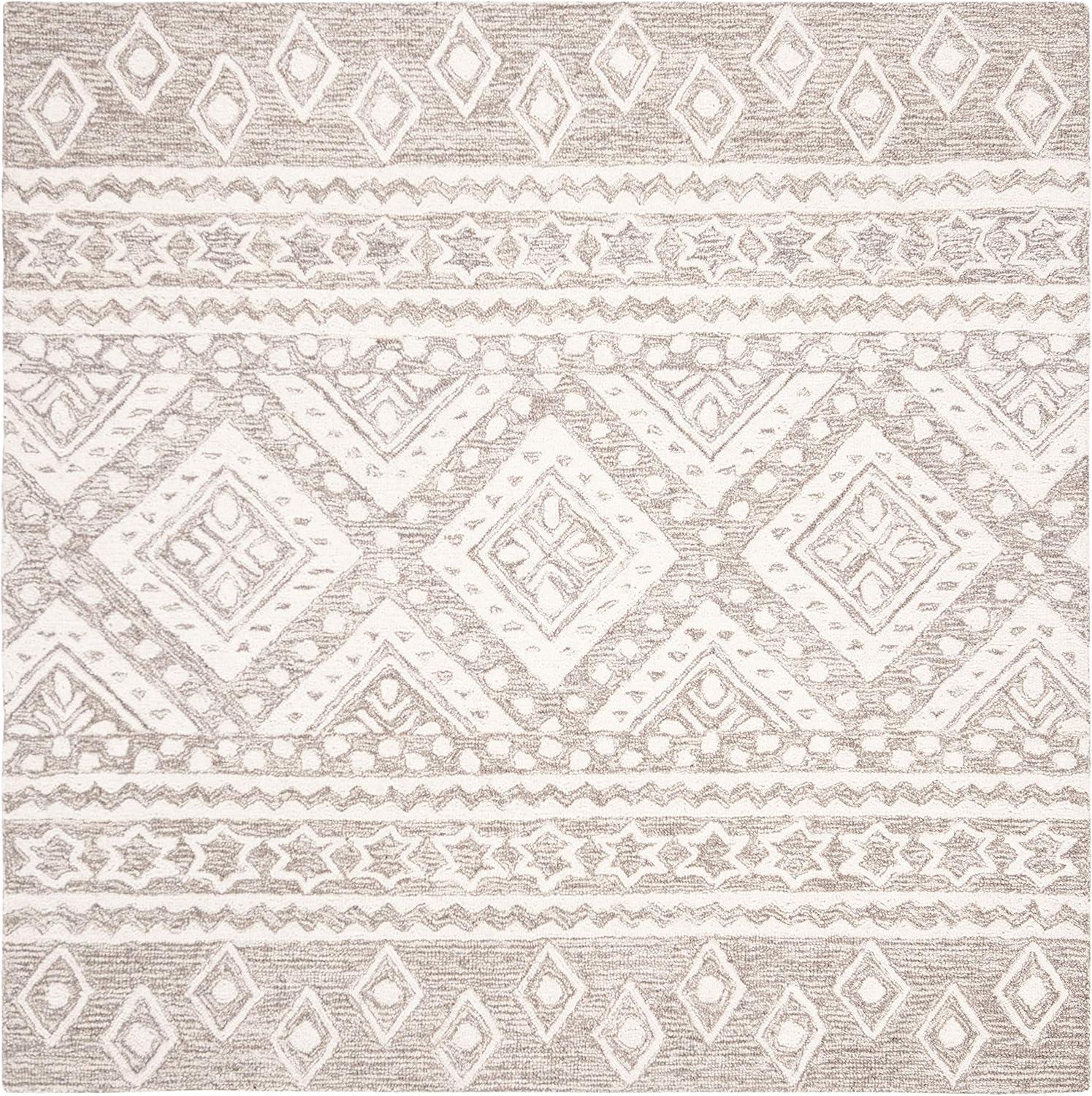 Micro-Loop MLP501 Hand Tufted Indoor Area Rug - Dark Grey/Ivory - 5'x5' - Safavieh