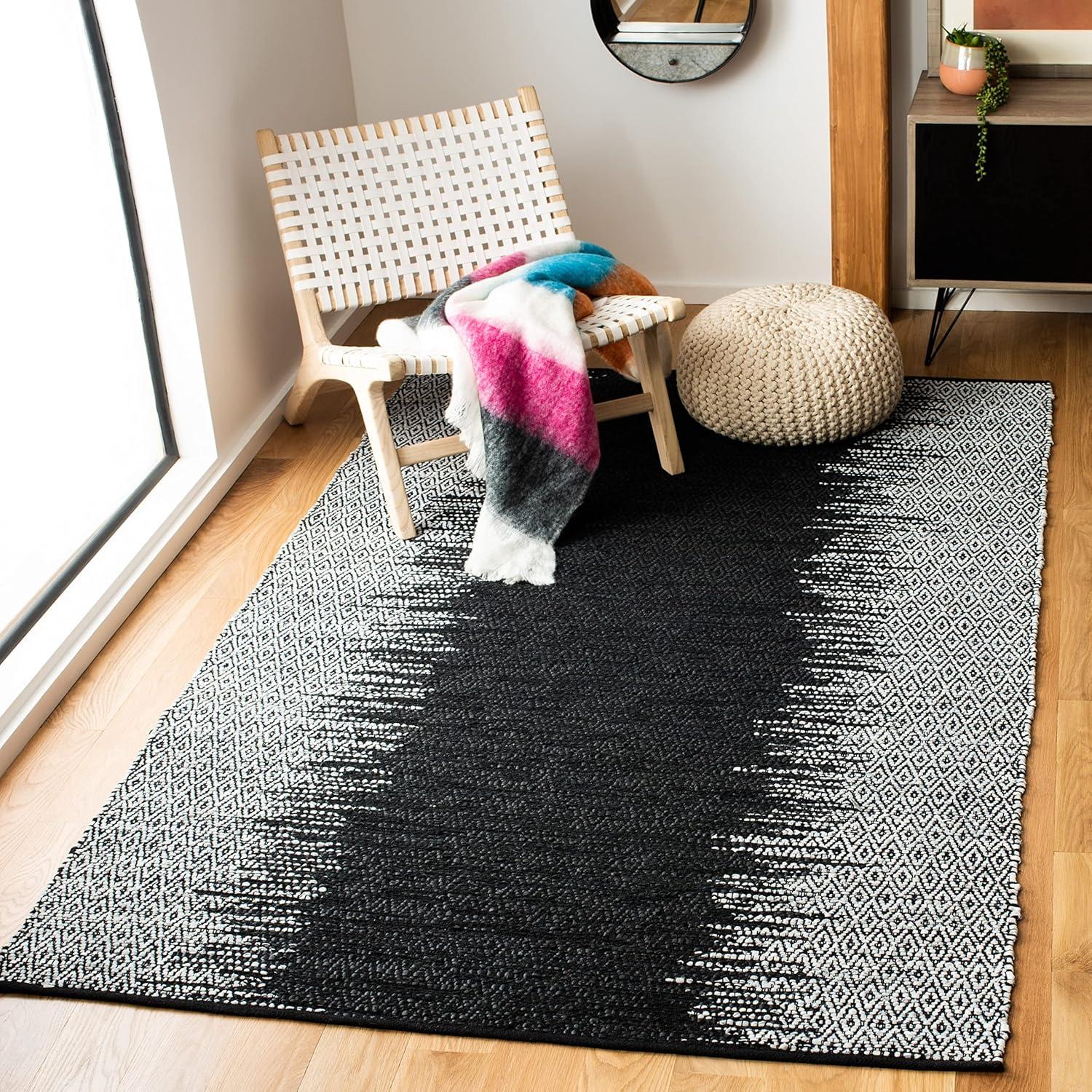 Vintage Leather VTL389 Hand Woven Indoor Accent Rug - Light Grey/Black - 3'x5' - Safavieh.