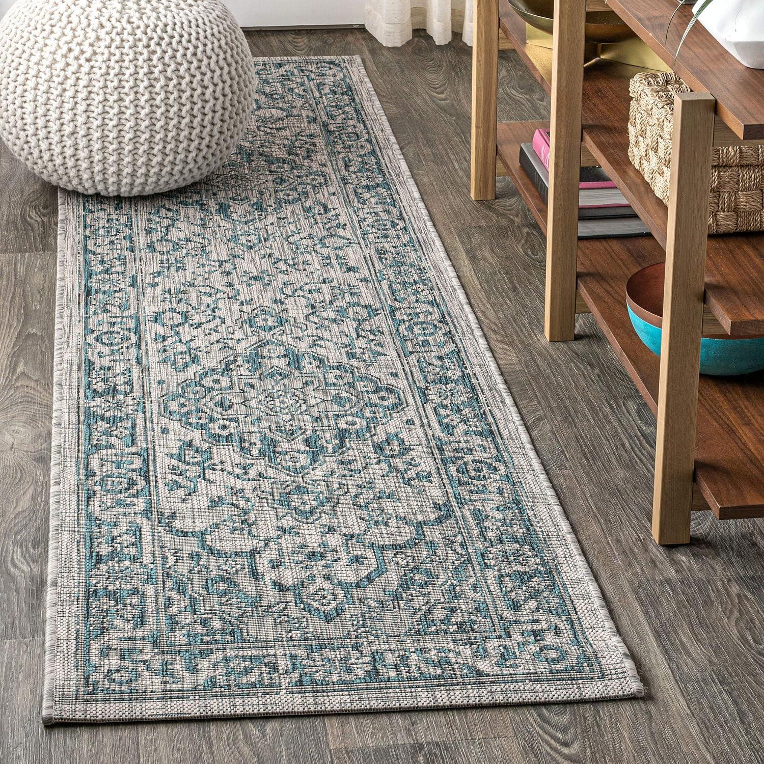 Rozetta Boho Medallion Textured Weave Indoor/Outdoor Area Rug  - JONATHAN Y