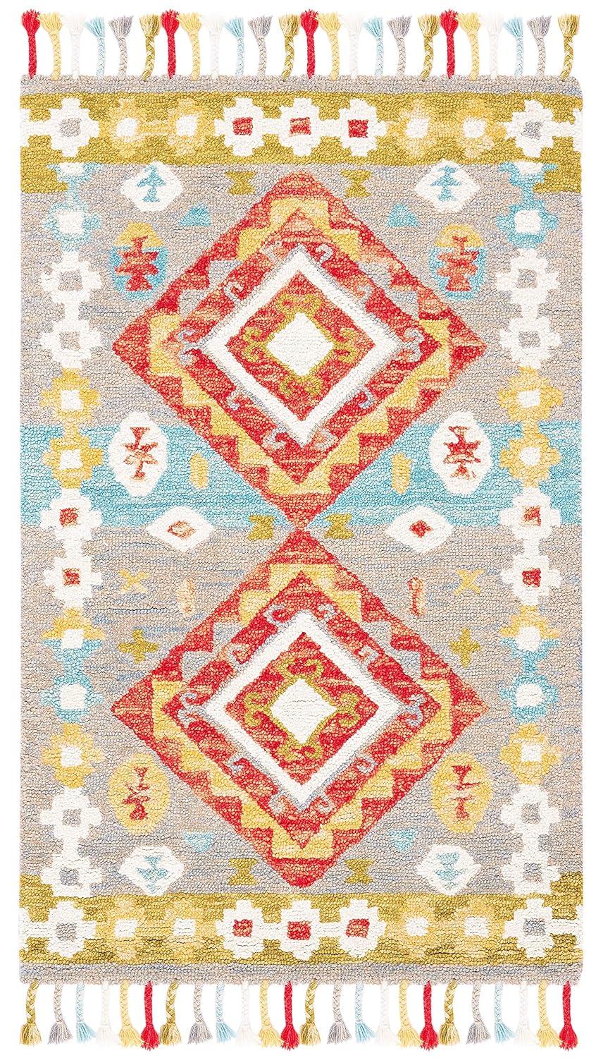 Aspen APN119 Hand Tufted Accent Rug - Grey/Red - 2' X 3' - Safavieh.