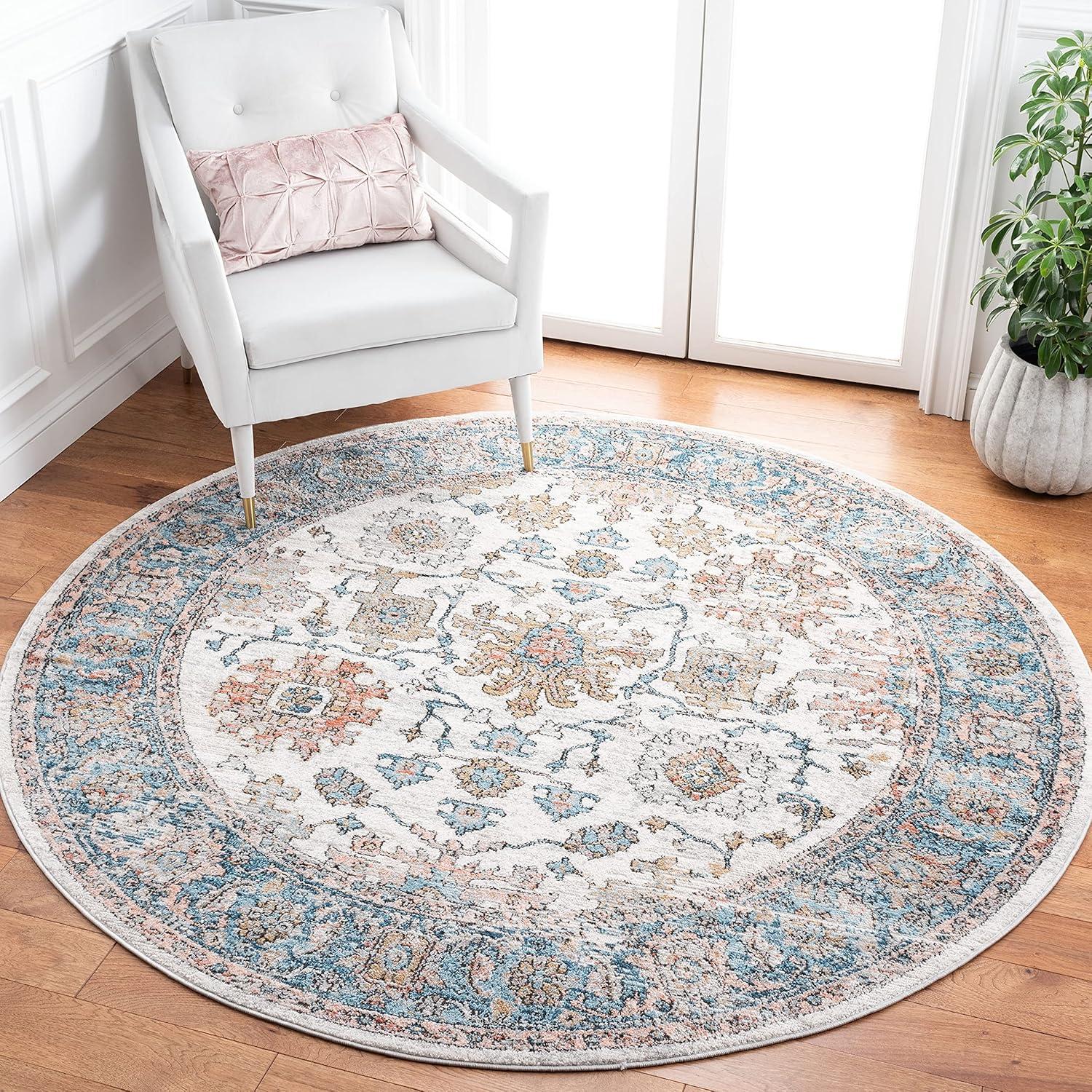 Shivan SHV797 Power Loomed Area Rug - Grey/Blue - 6'7" round - Safavieh.