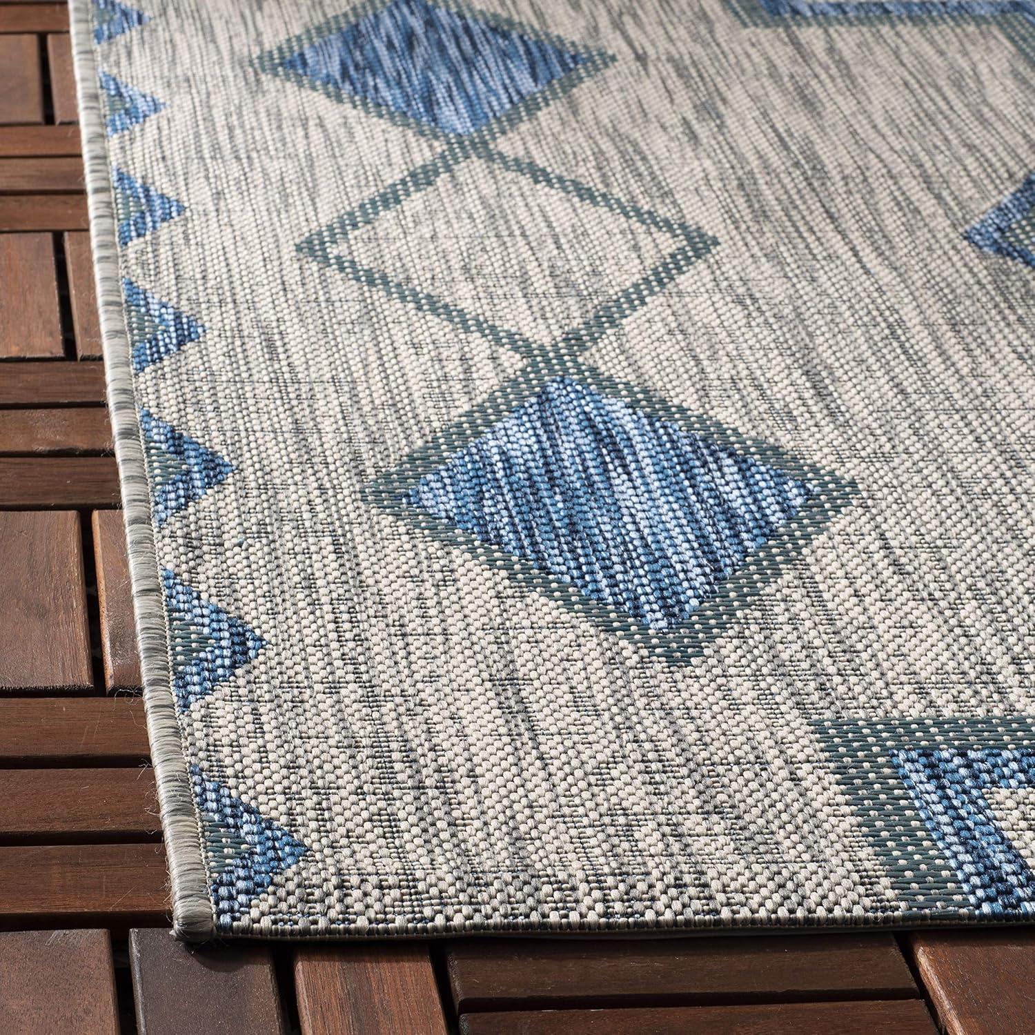 Courtyard CY8533 Power Loomed Indoor/Outdoor Area Rug - Grey/Aqua - 6'7"x9'6" - Safavieh.
