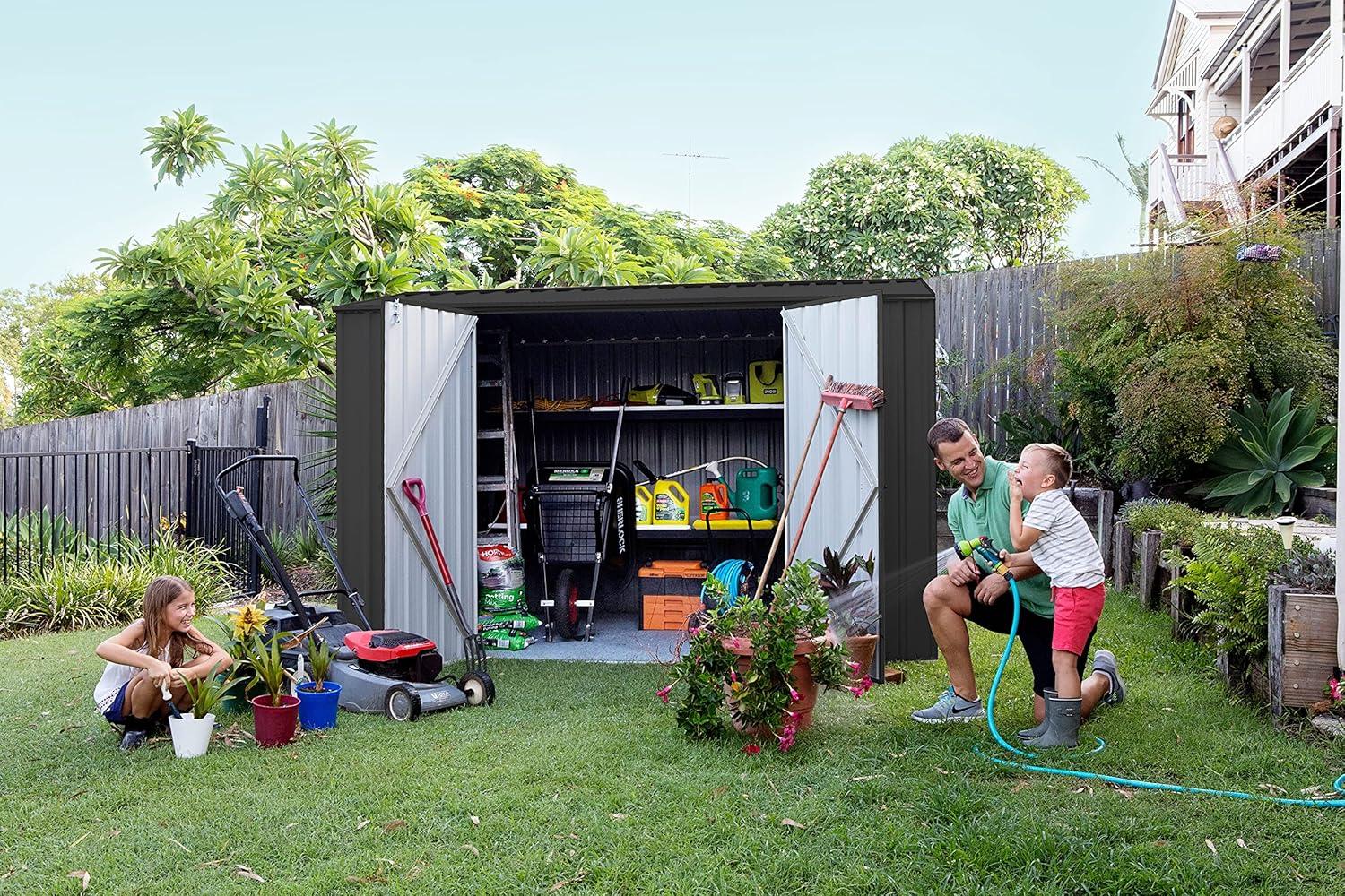 Monument Gray 10' x 7' Galvanized Steel Double Door Storage Shed