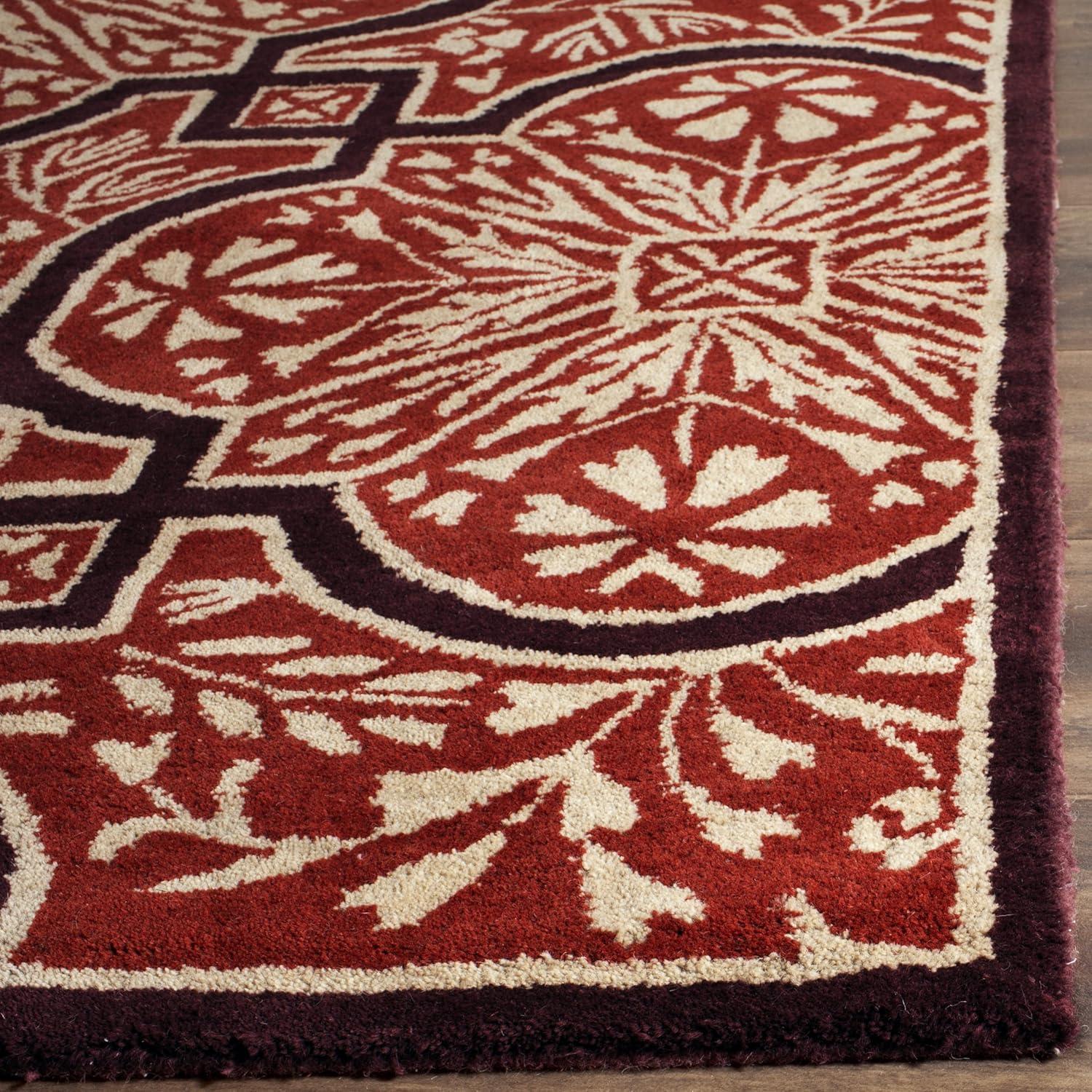 Handmade Tufted Red Wool 4' x 6' Area Rug