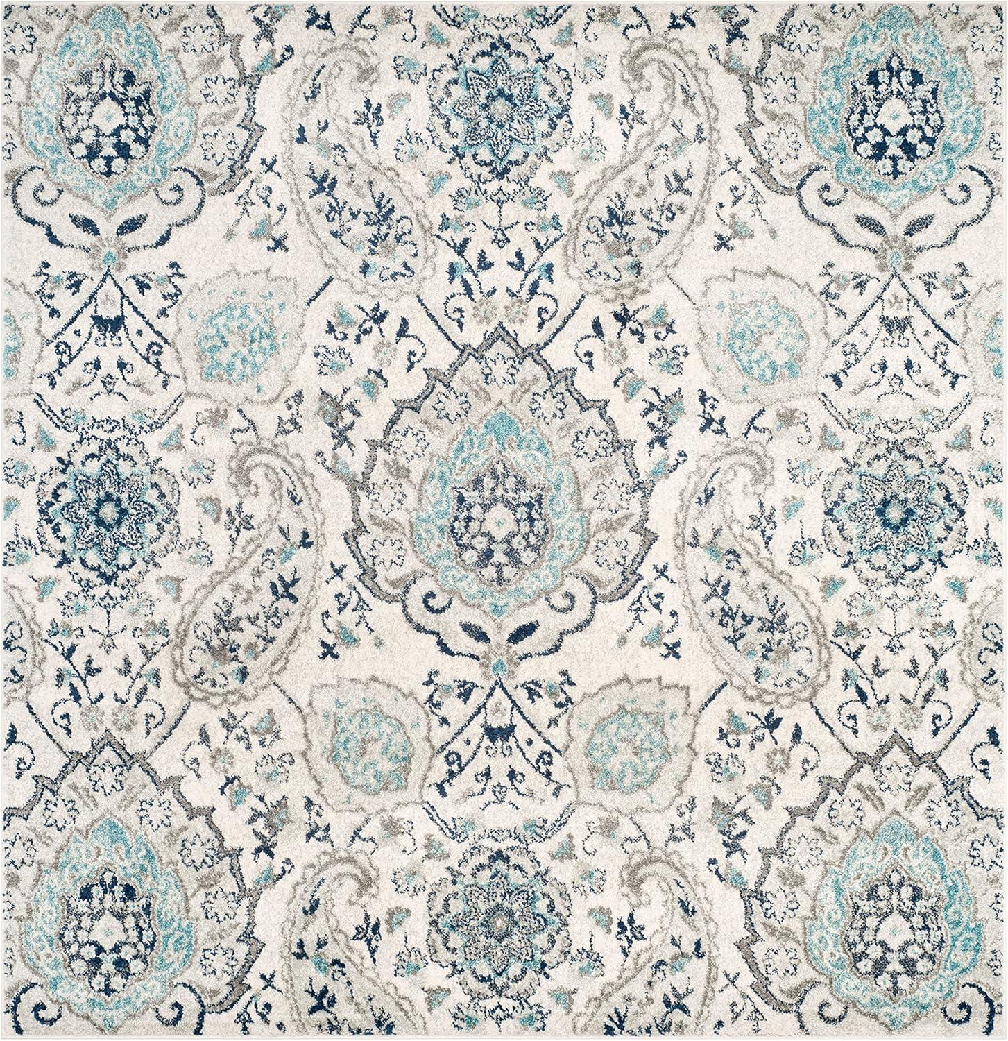 SAFAVIEH Madison Hope Floral Paisley Area Rug, Cream/Light Grey, 10' x 10' Square