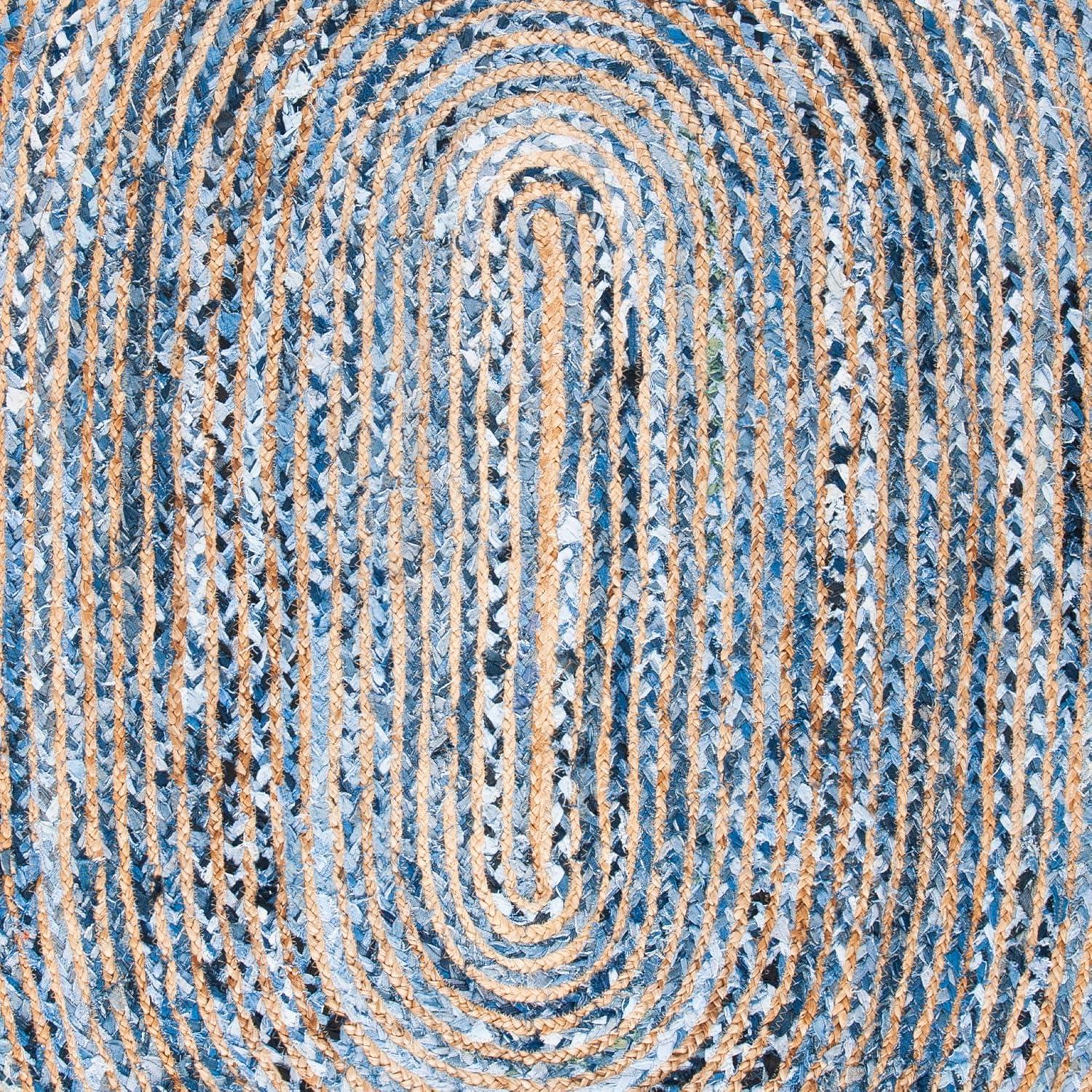 Cape Cod CAP201 Woven Indoor Area Rug - Blue/Beige - 5'x6'6" Oval - Safavieh