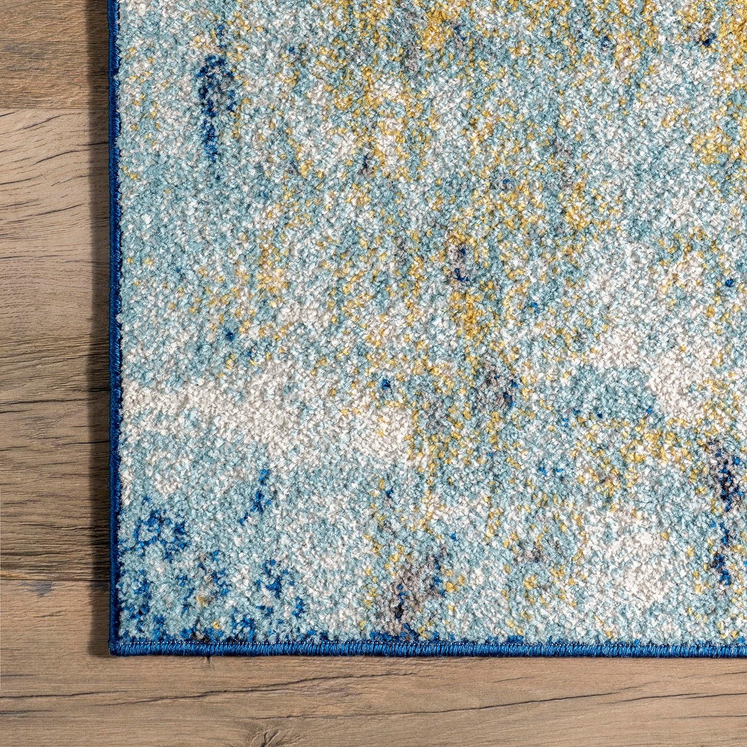 Katharina Blue Abstract 5' x 7' Stain-Resistant Area Rug