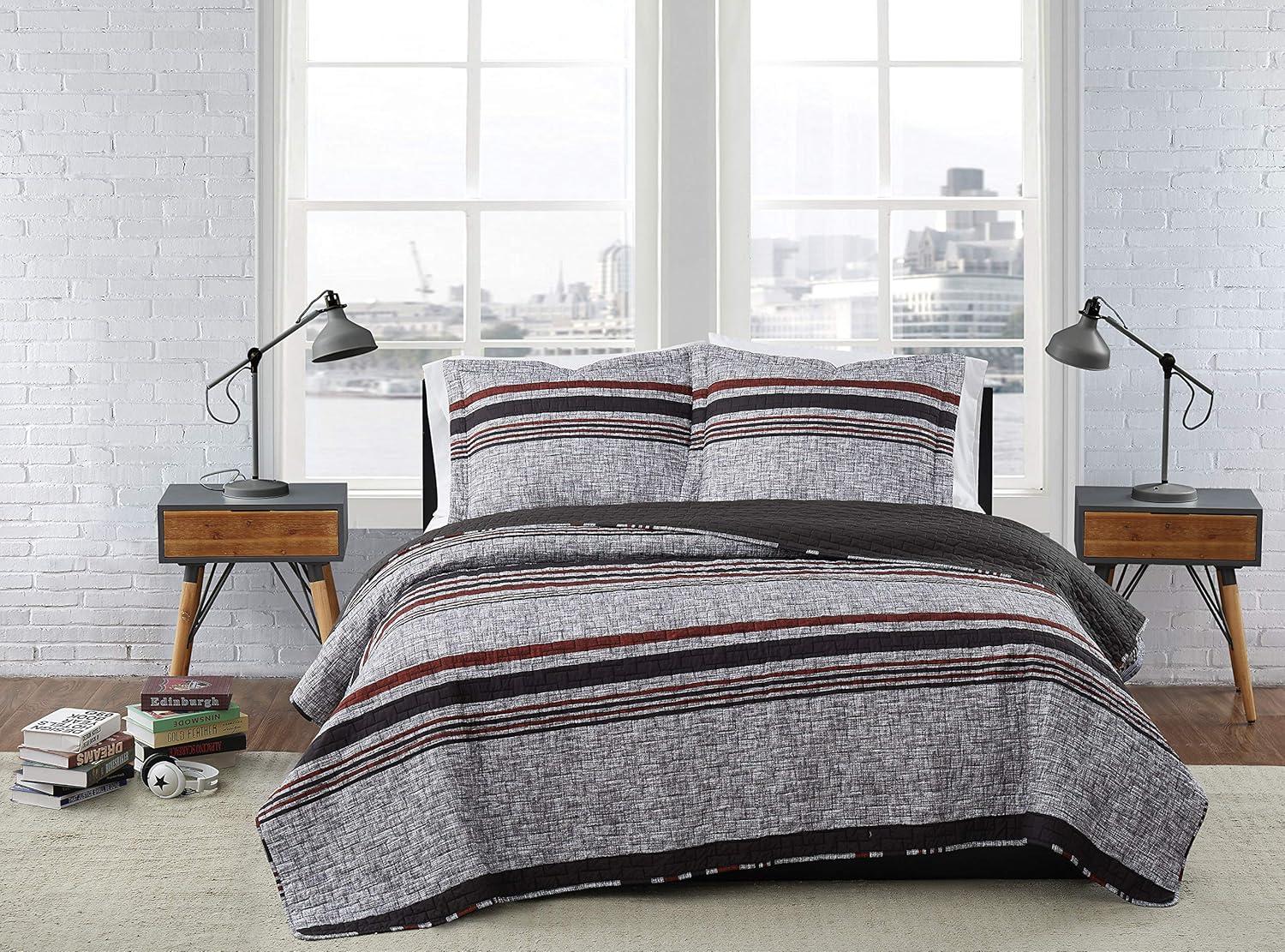 London Fog Warren Stripe Quilt Set