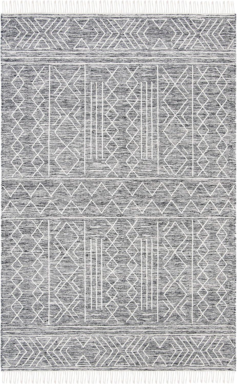 Bohemian Nomad Black & Ivory Wool 8' x 10' Handwoven Area Rug