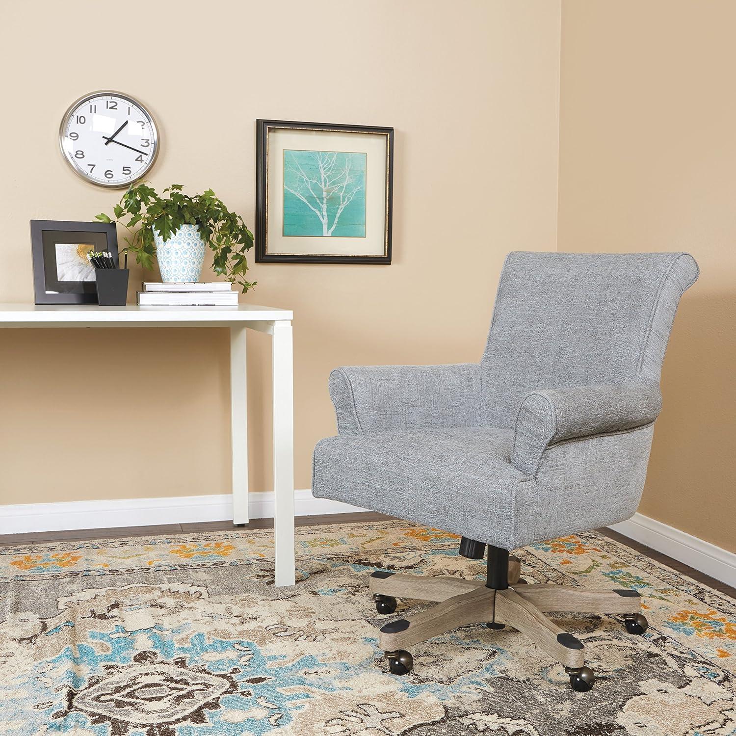 Megan Mist Gray Fabric Swivel Task Chair with Adjustable Arms