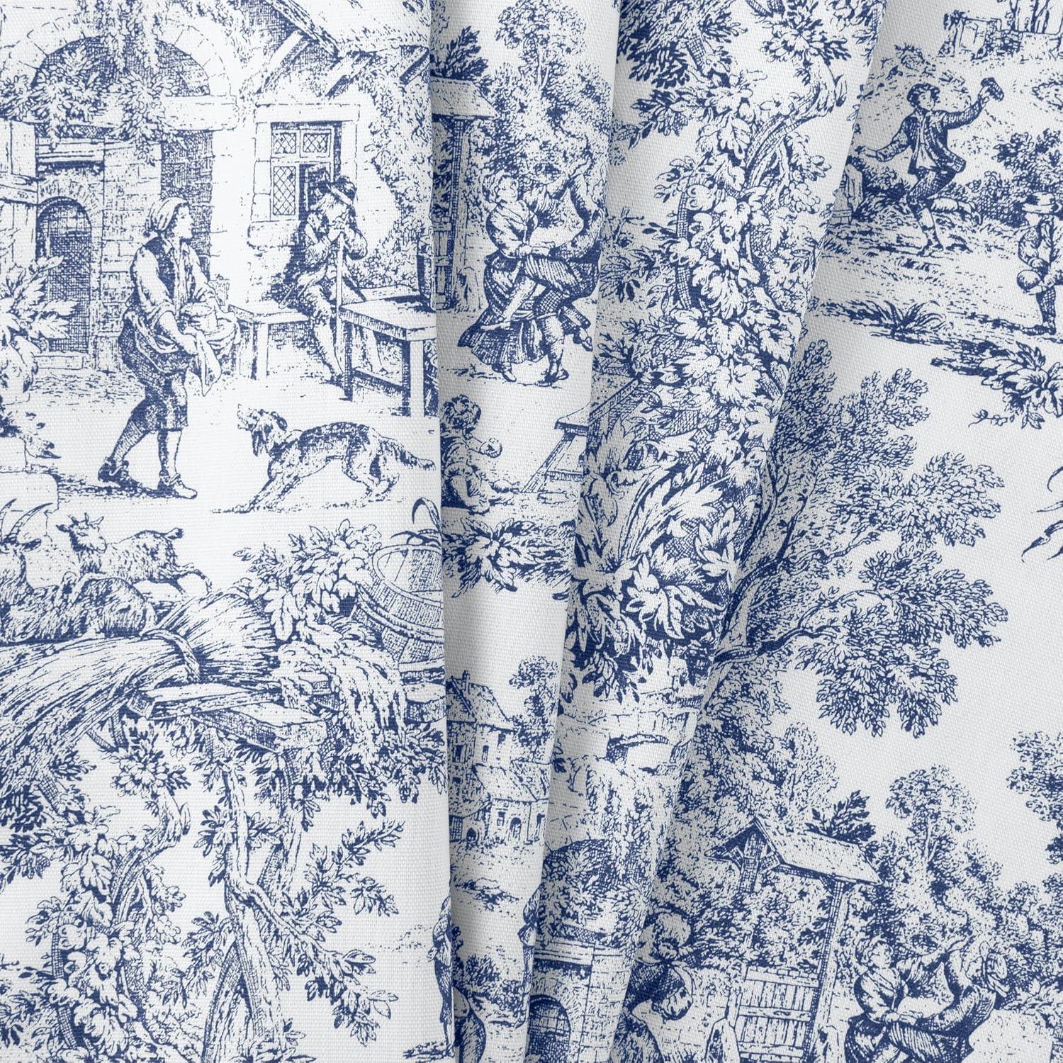 Ellis Curtain Victoria Park Toile Room Darkening Window Rod Pocket Pair Set With 2 Tiers - 2-Piece - 68x24"