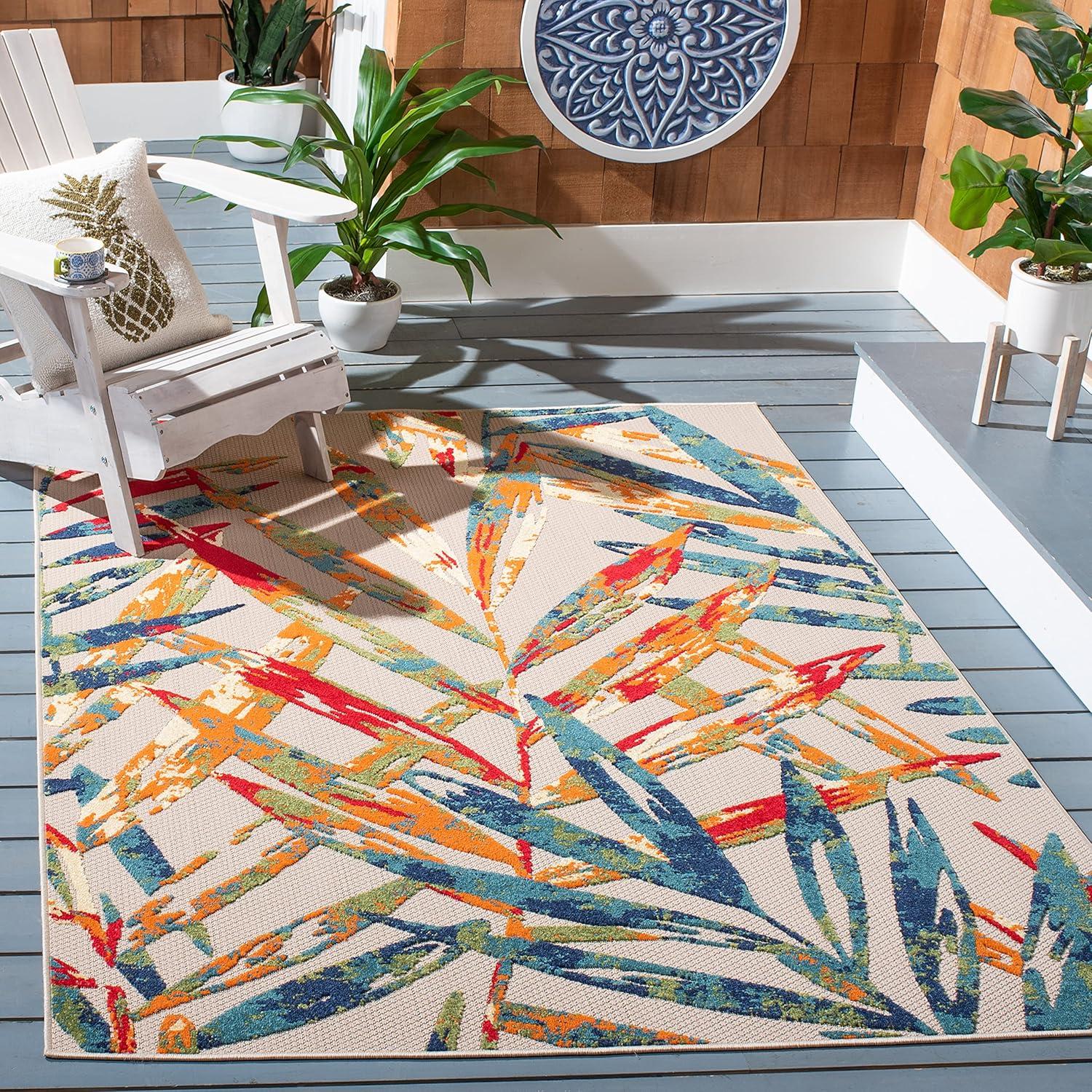 Cabana CBN368 Loomed Indoor Area Rug - Ivory/Navy - 5'3"x7'6" - Safavieh