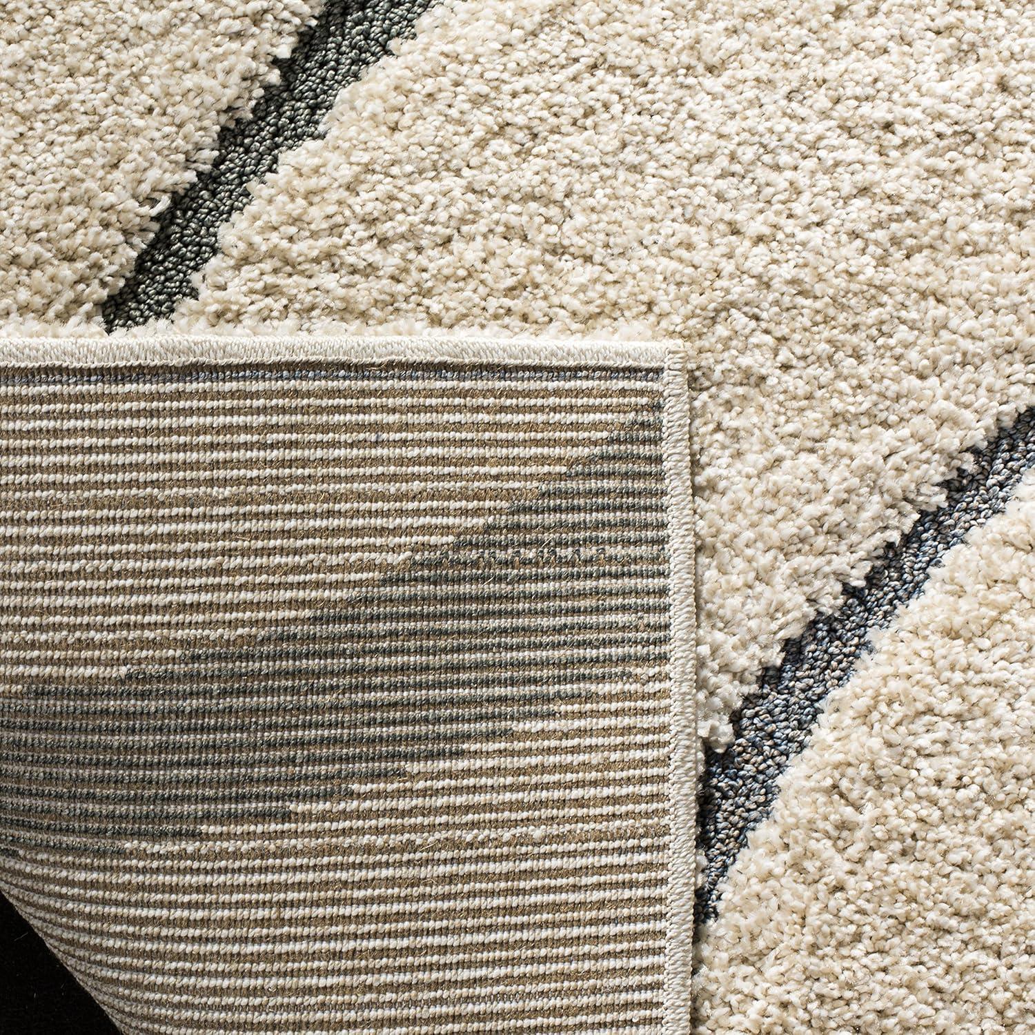 Florida Shag SG472 Power Loomed Indoor Area Rug - Cream/Light Blue - 6'x9' - Safavieh